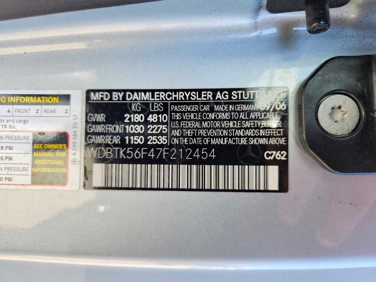 2007 Mercedes-benz Clk 350 Blue vin: WDBTK56F47F212454
