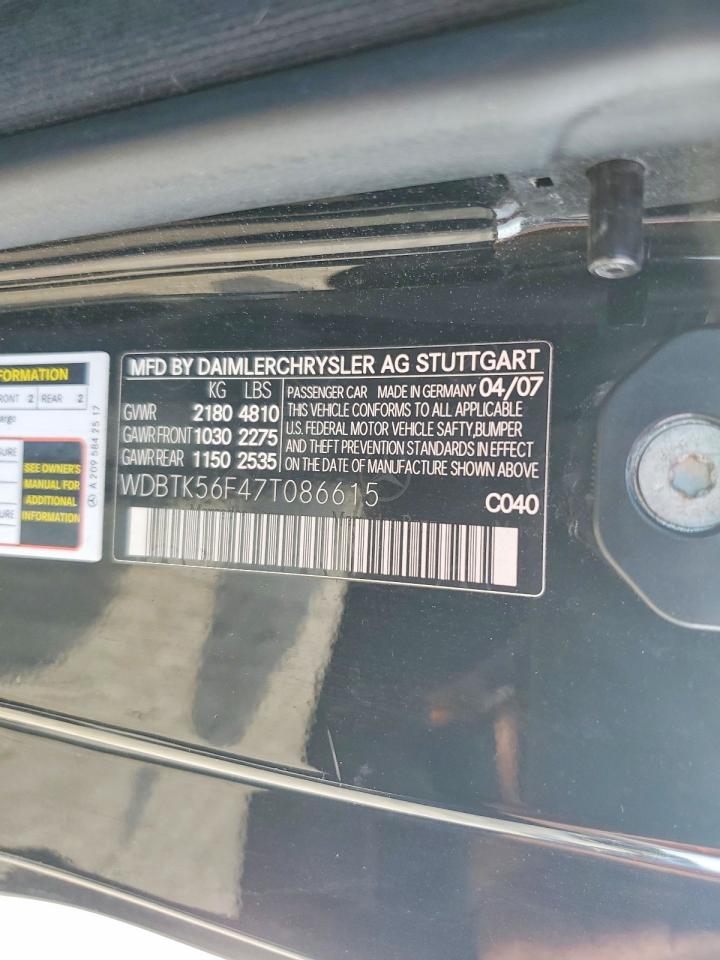 2007 Mercedes-benz Clk 350 Black vin: WDBTK56F47T086615