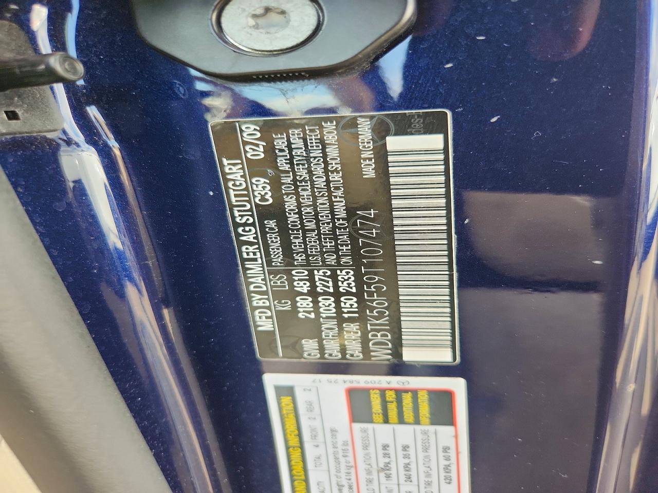 2009 Mercedes-benz Clk 350 Blue vin: WDBTK56F59T107474