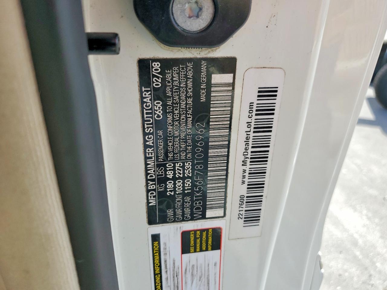 2008 Mercedes-benz Clk 350 White vin: WDBTK56F78T096962