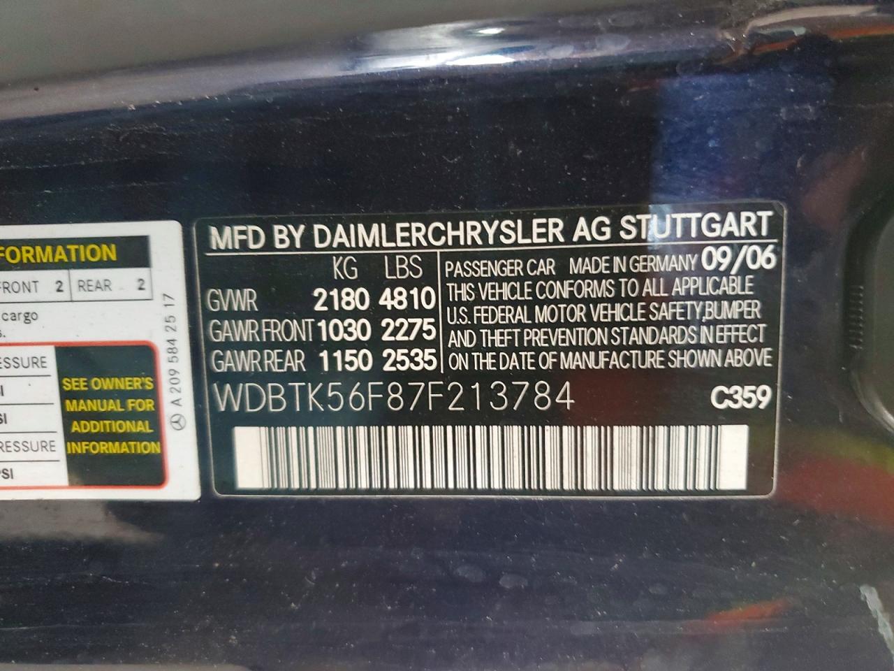 2007 Mercedes-benz Clk 350 Синий vin: WDBTK56F87F213784