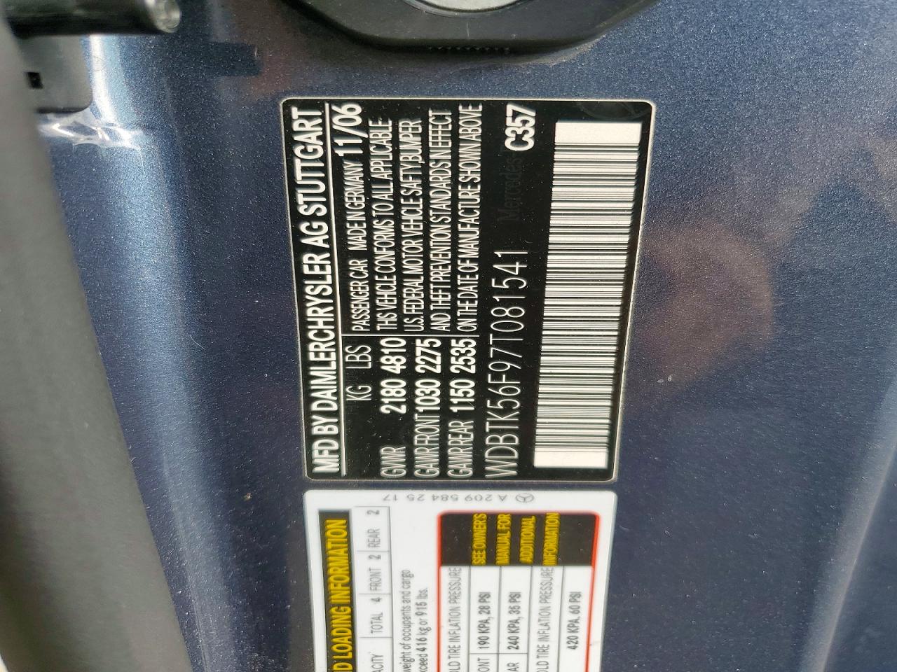 2007 Mercedes-benz Clk 350 Blue vin: WDBTK56F97T081541