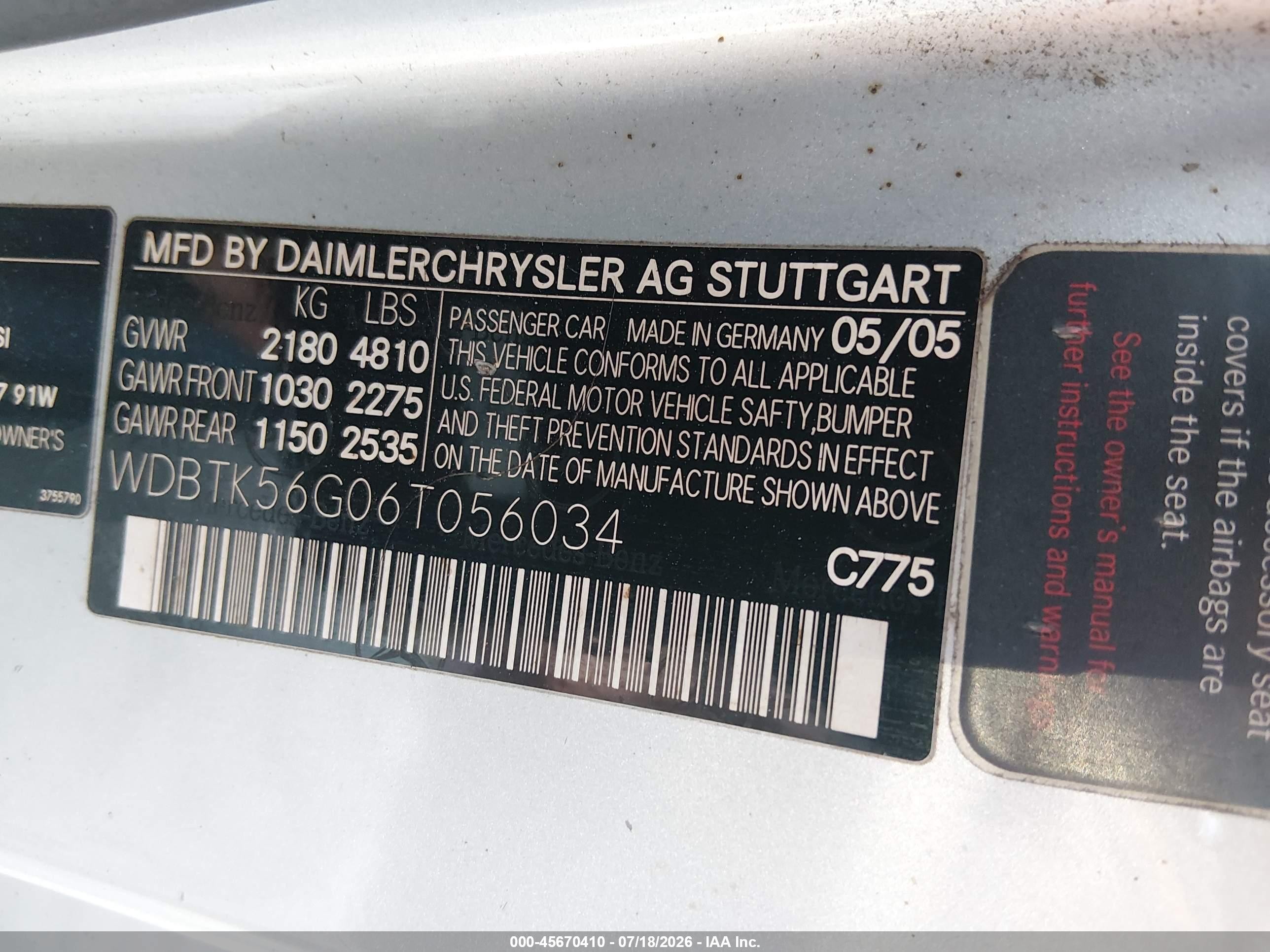 2006 Mercedes-benz Clk 350 Silver vin: WDBTK56G06T056034