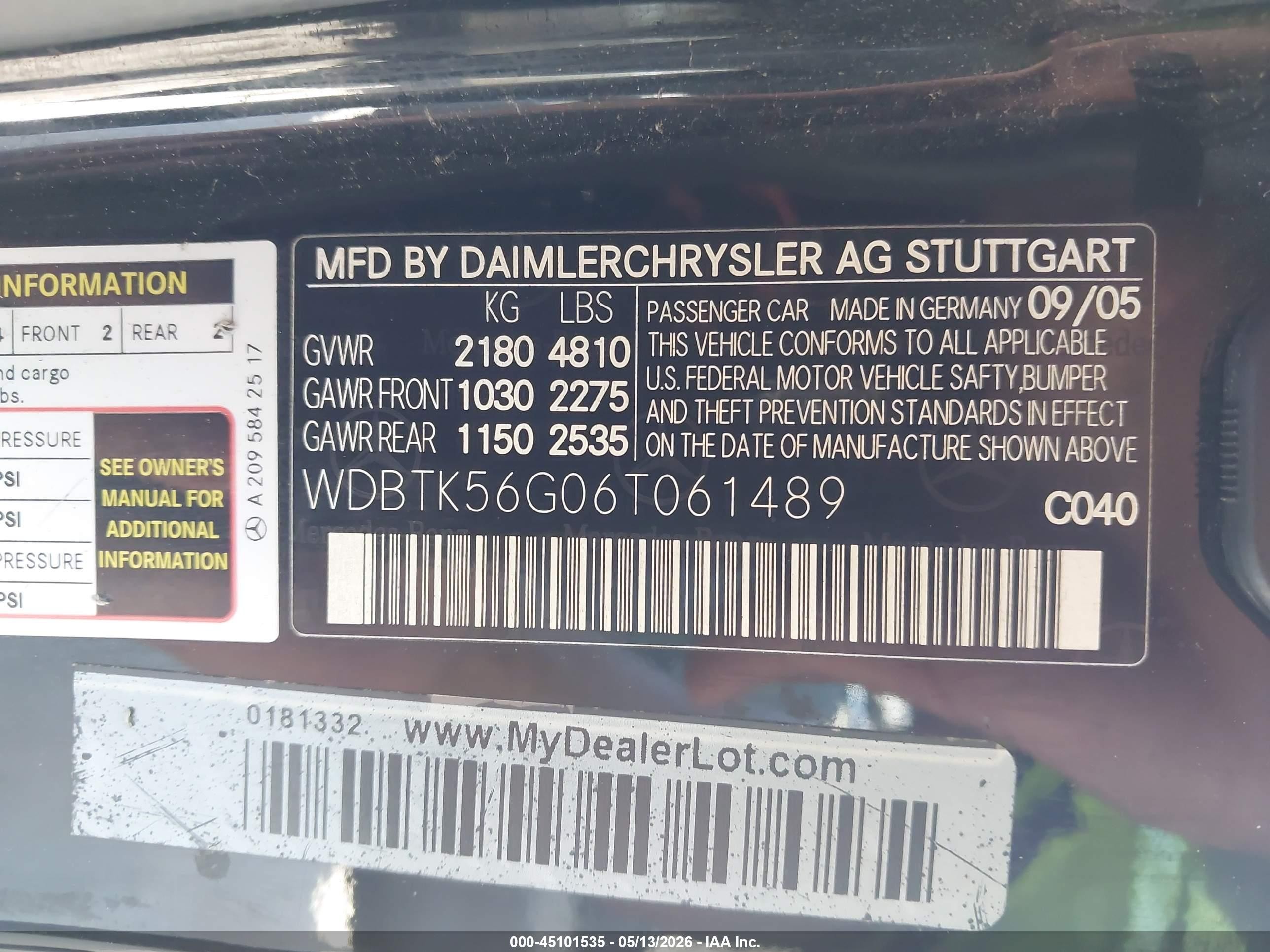 2006 Mercedes-benz Clk 350   Black vin: WDBTK56G06T061489