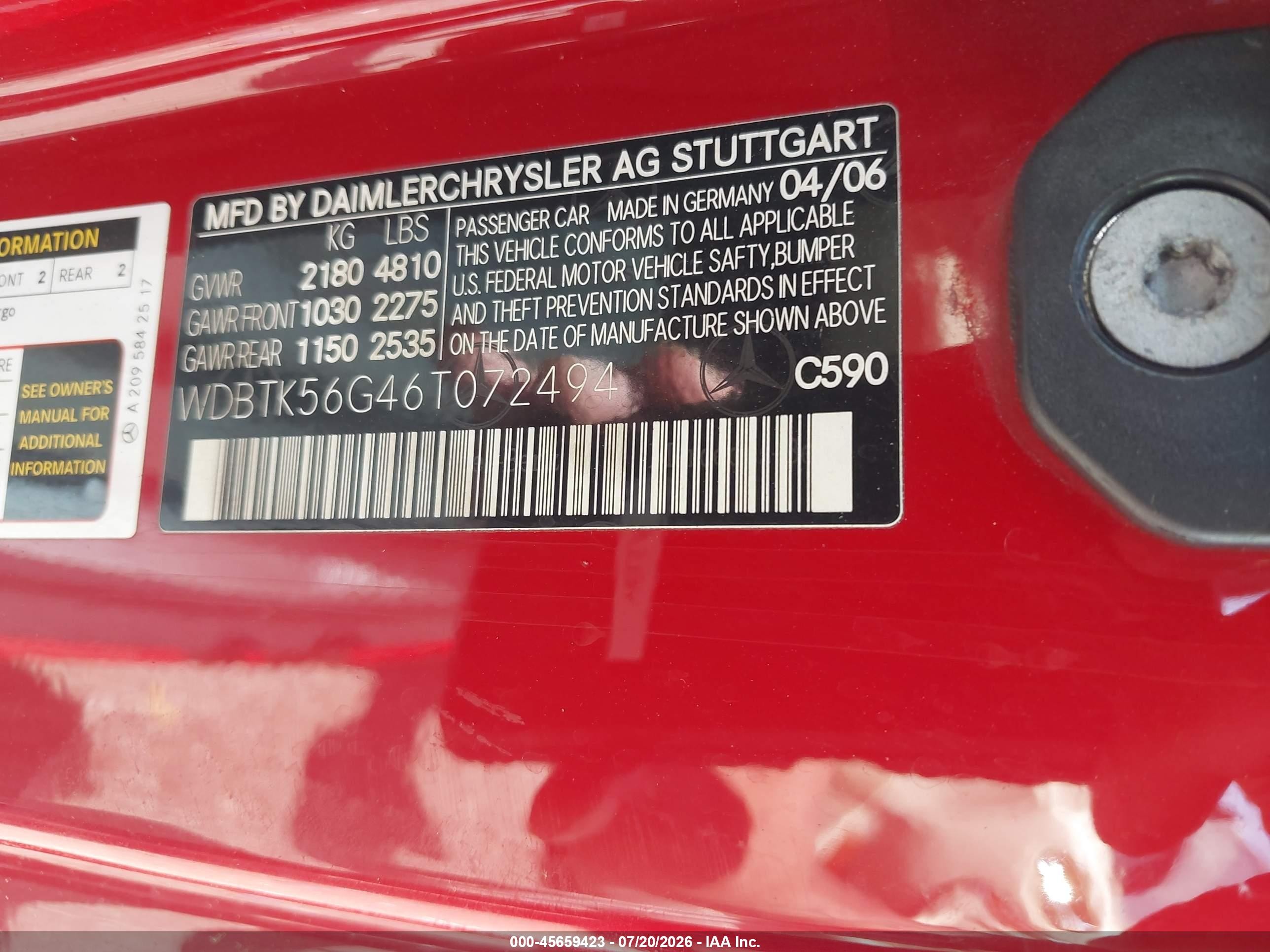 2006 Mercedes-benz Clk 350   Red vin: WDBTK56G46T072494