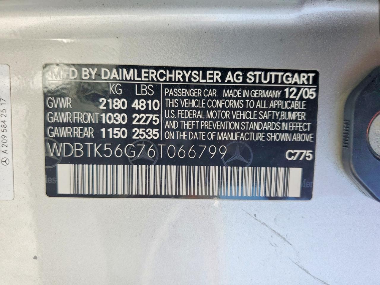 2006 Mercedes-benz Clk 350 Silver vin: WDBTK56G76T066799