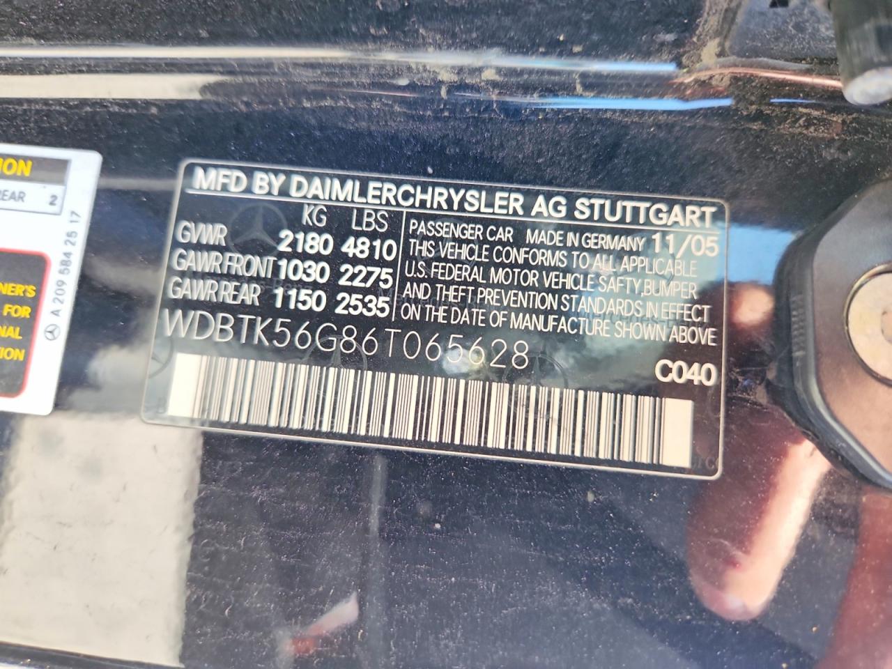2006 Mercedes-benz Clk 350 Черный vin: WDBTK56G86T065628