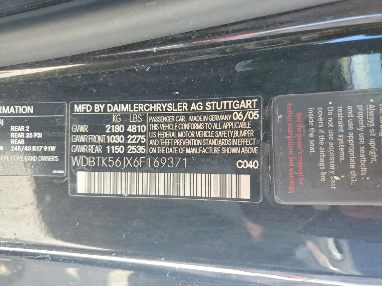 2006 Mercedes-benz Clk 350 Черный vin: WDBTK56JX6F169371