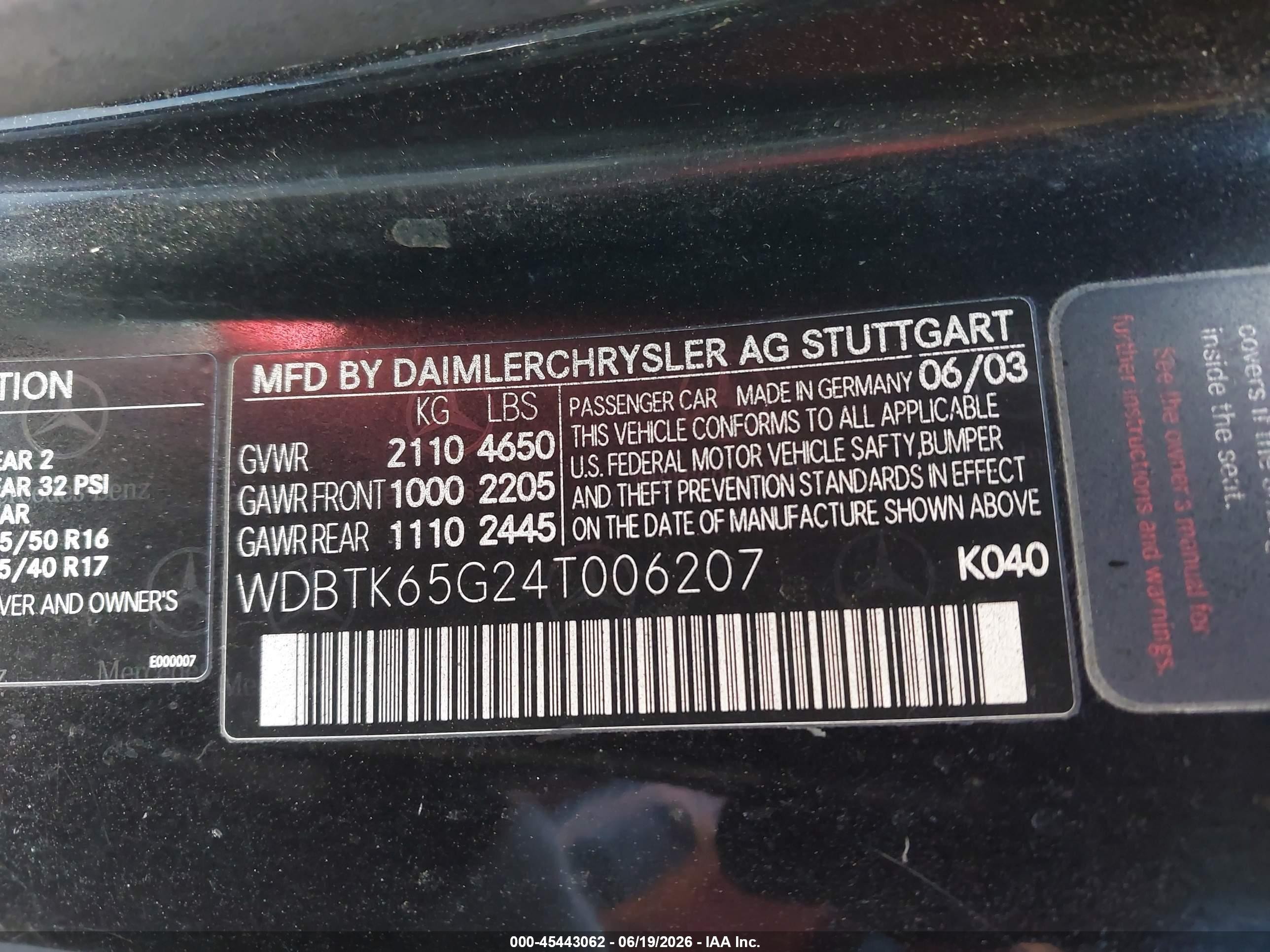 2004 Mercedes-benz Clk 320   Серый vin: WDBTK65G24T006207