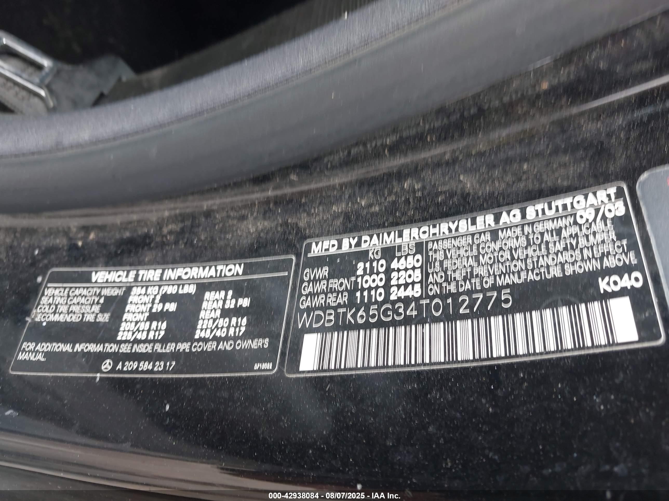 2004 Mercedes-benz Clk 320   Черный vin: WDBTK65G34T012775