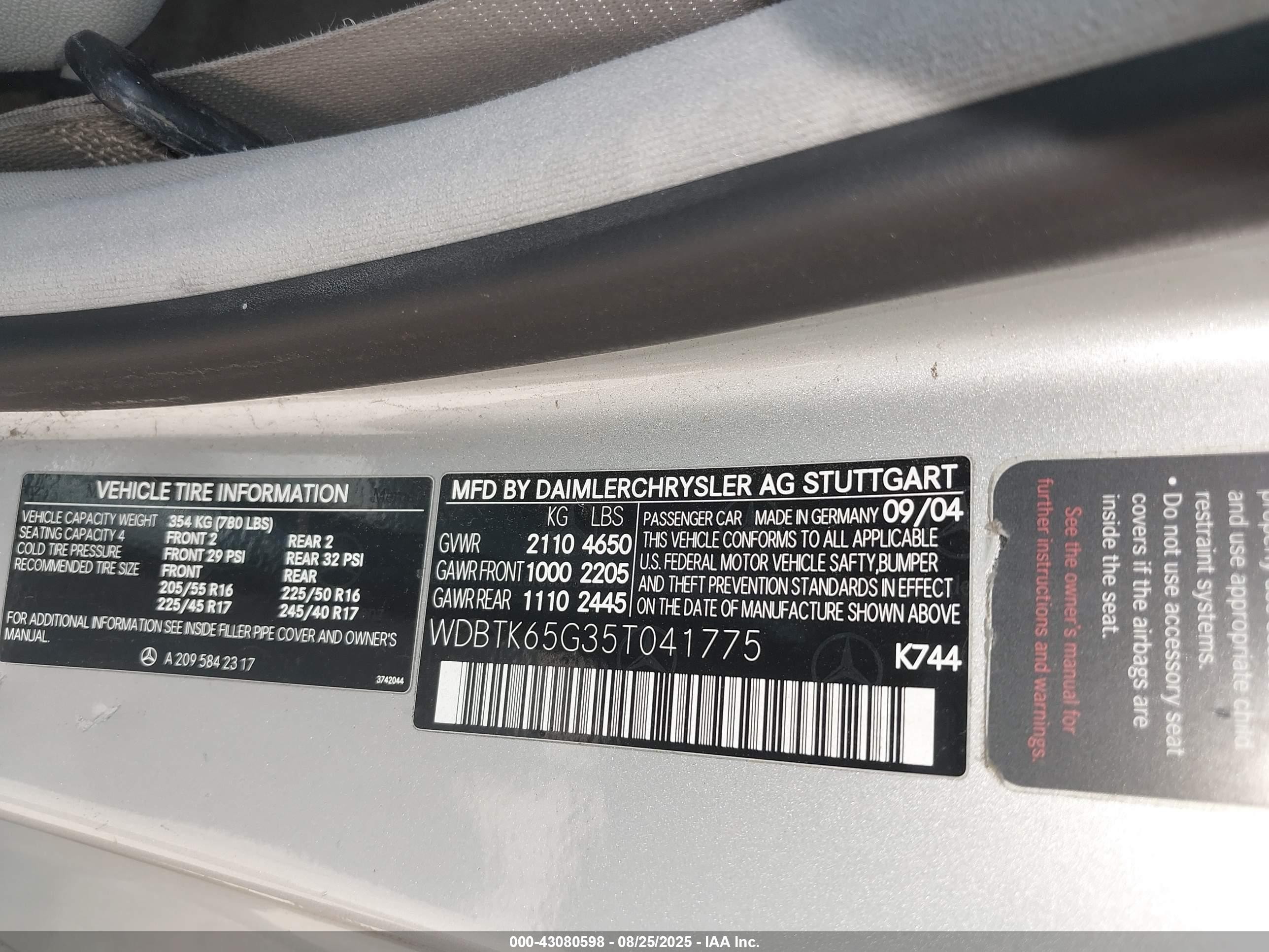 2005 Mercedes-benz Clk 320   Gray vin: WDBTK65G35T041775