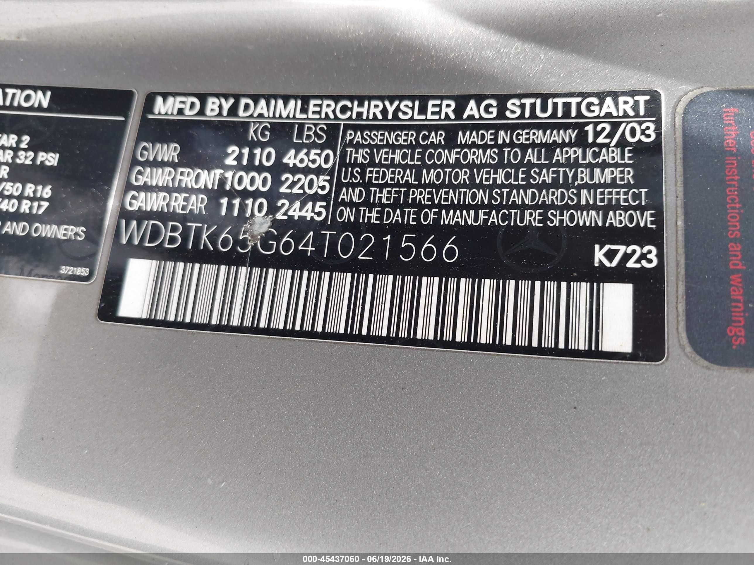 2004 Mercedes-benz Clk 320   Silver vin: WDBTK65G64T021566