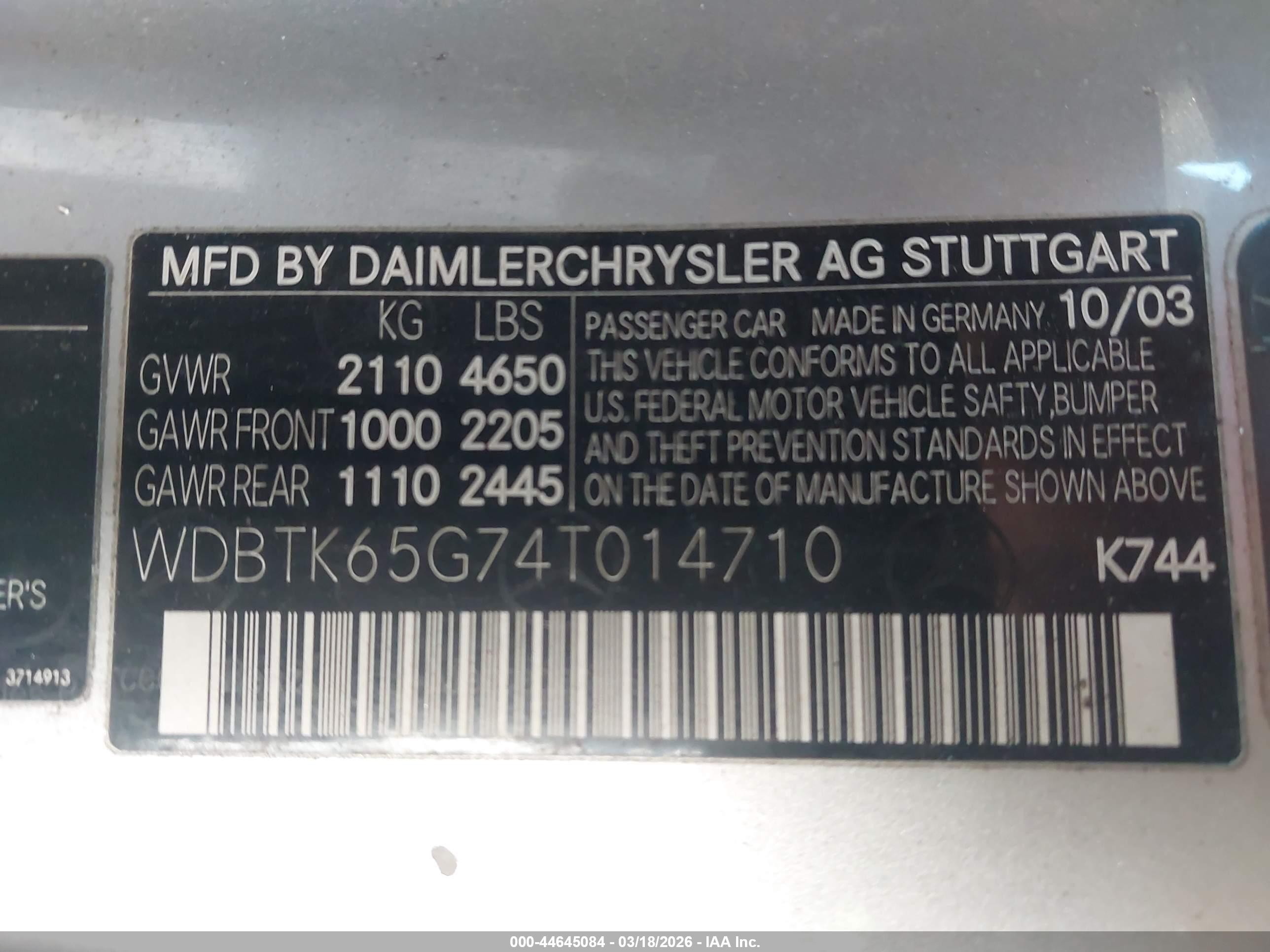 2004 Mercedes-benz Clk 320   Silver vin: WDBTK65G74T014710