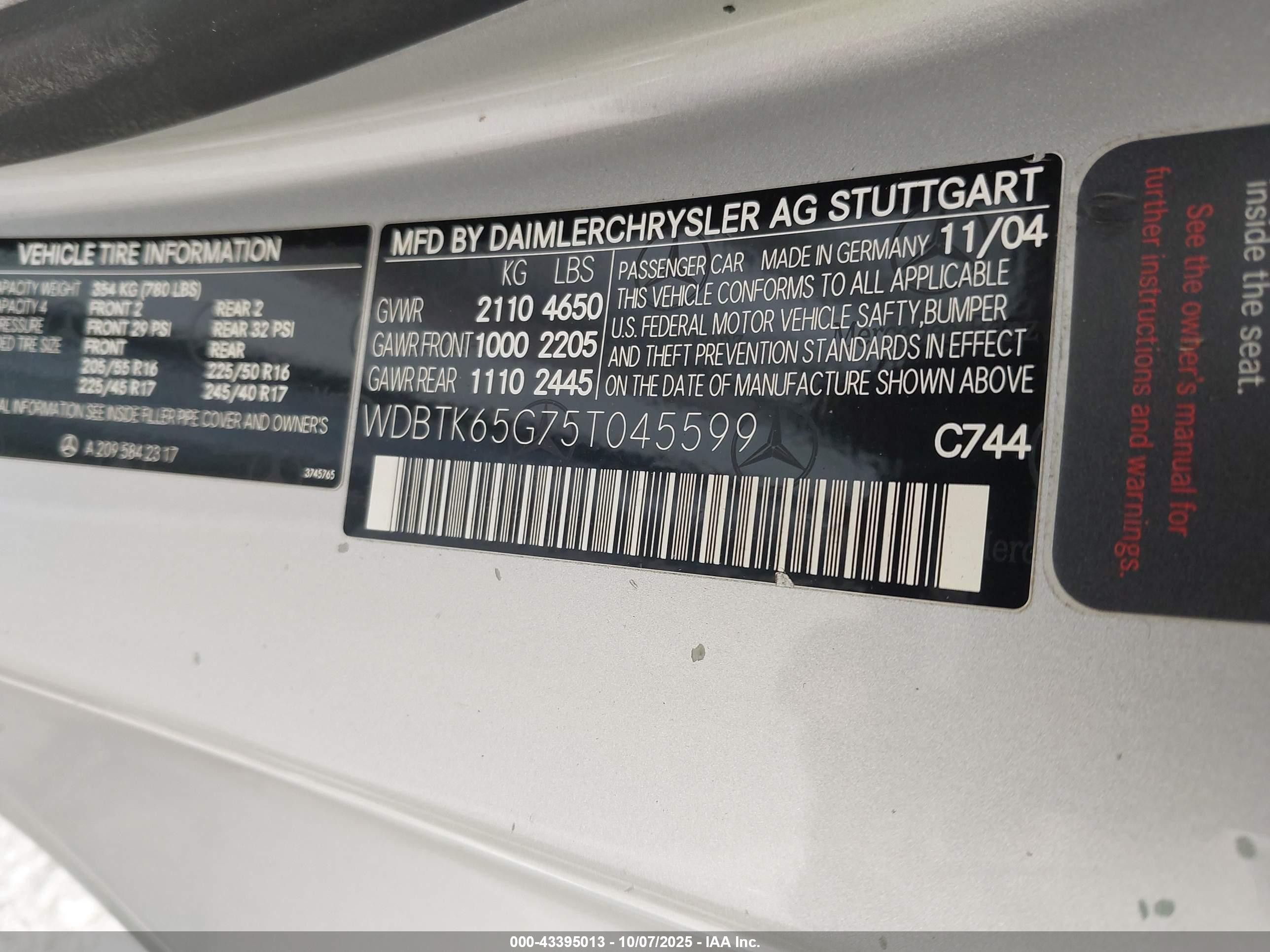 2005 Mercedes-benz Clk 320   Silver vin: WDBTK65G75T045599