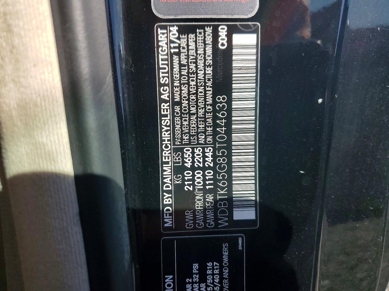 2005 Mercedes-benz Clk 320 Black vin: WDBTK65G85T044638
