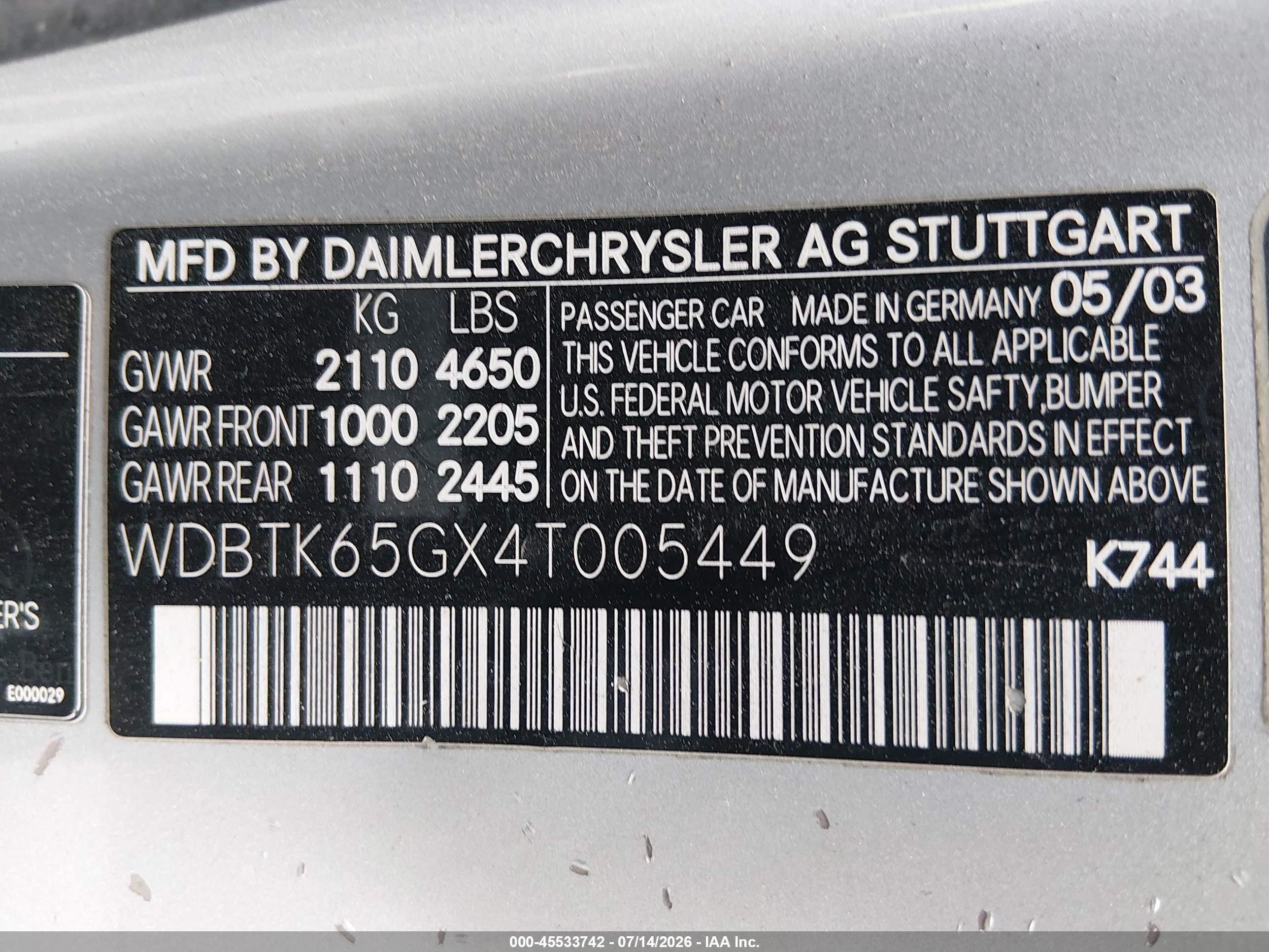 2004 Mercedes-benz Clk 320   Silver vin: WDBTK65GX4T005449