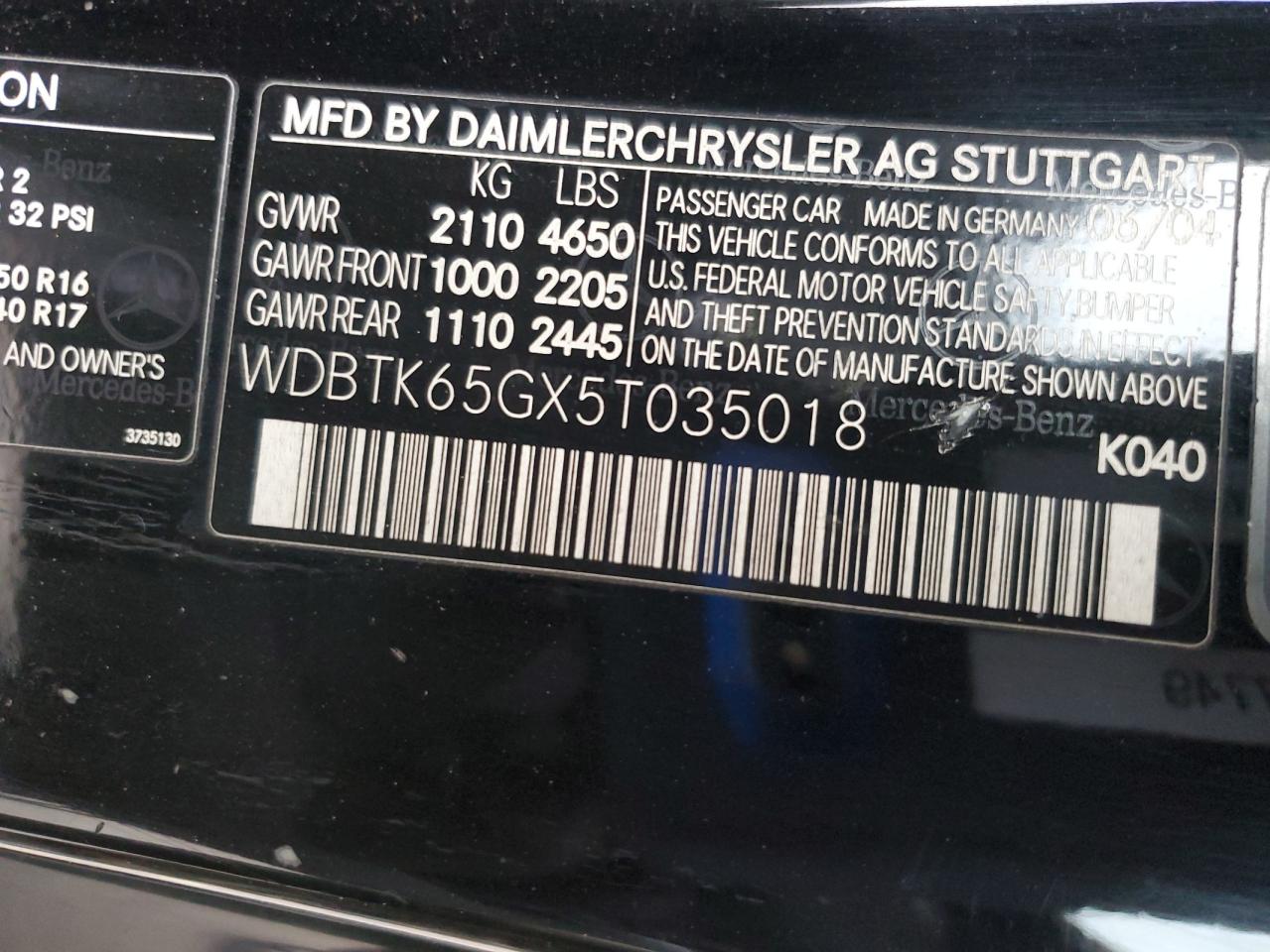 2005 Mercedes-benz Clk 320 Черный vin: WDBTK65GX5T035018