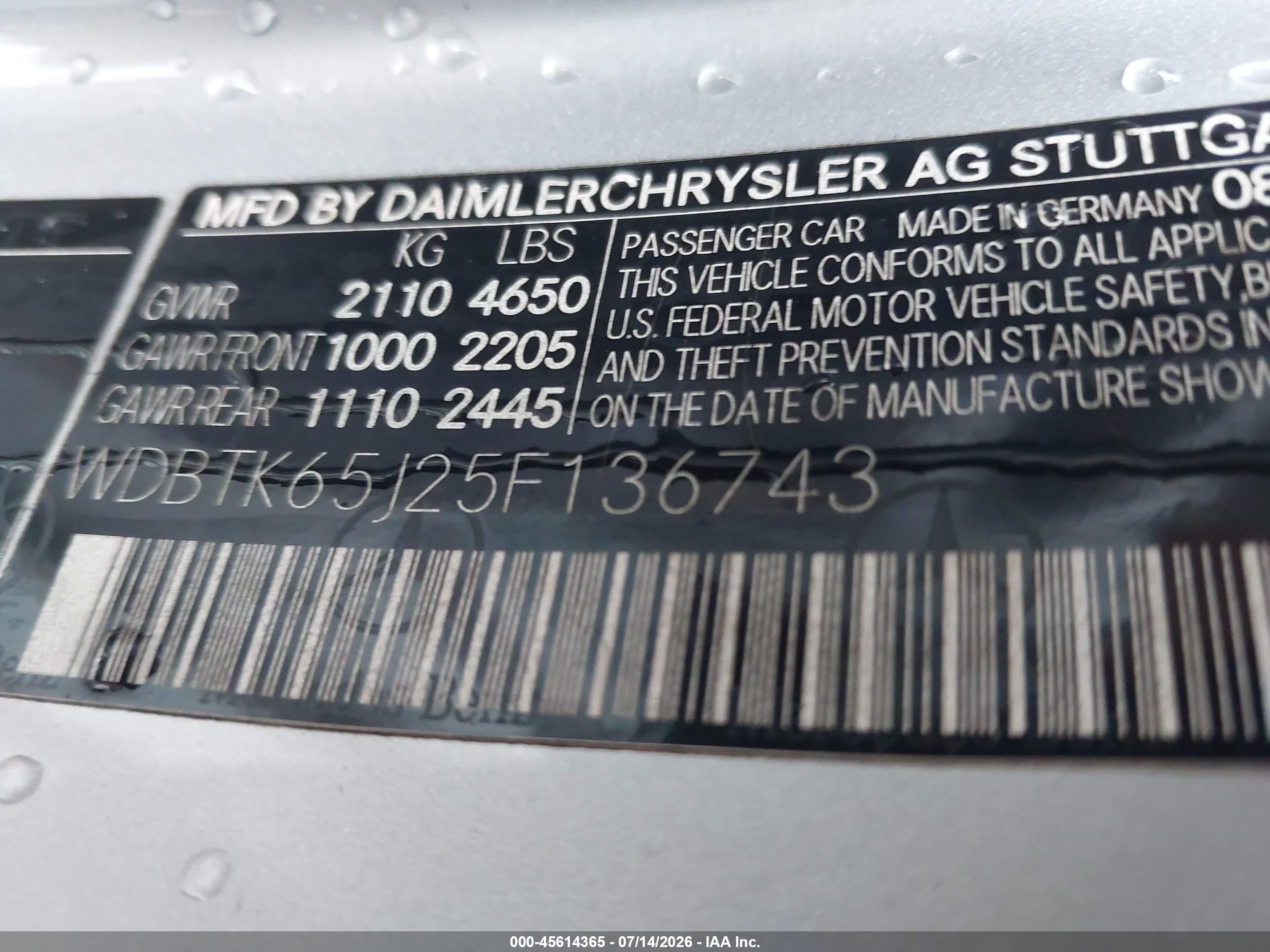 2005 Mercedes-benz Clk 320   Silver vin: WDBTK65J25F136743