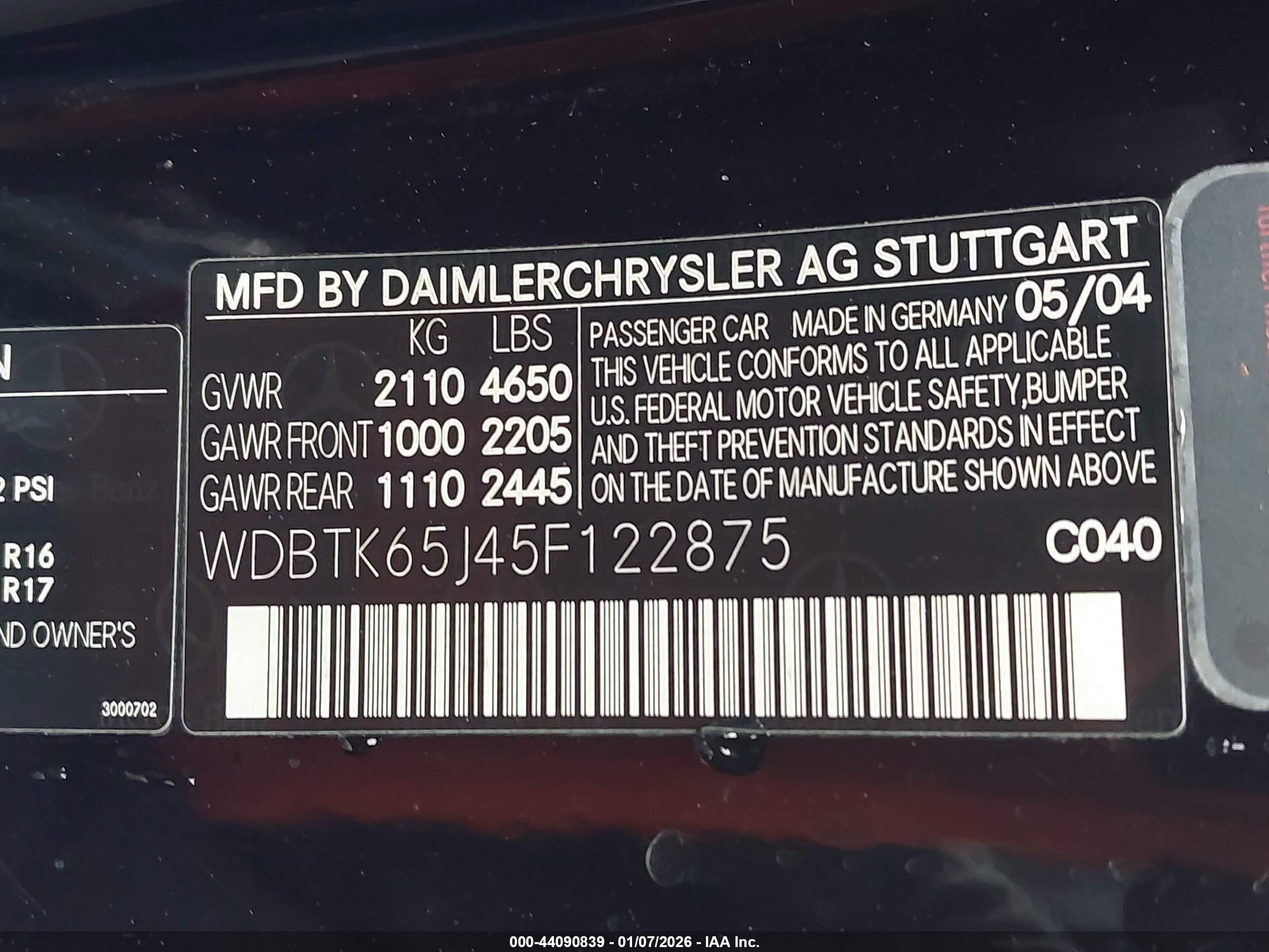 2005 Mercedes-benz Clk 320   Black vin: WDBTK65J45F122875