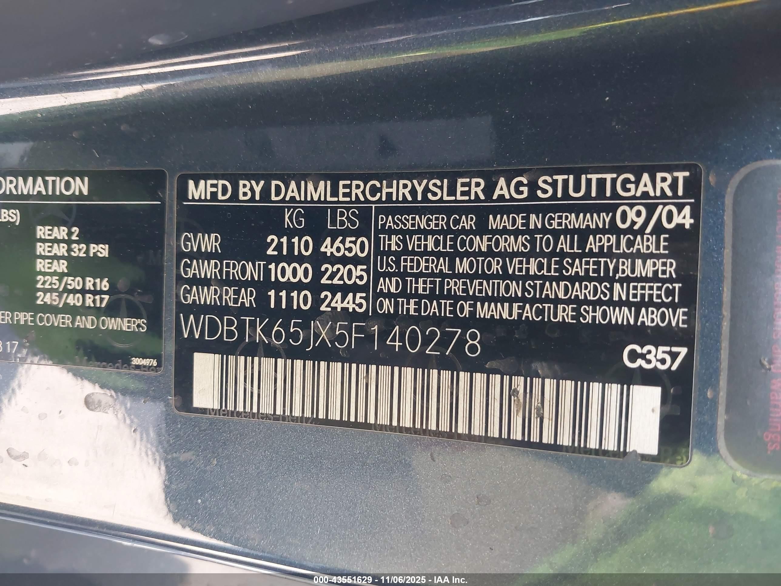 2005 Mercedes-benz Clk 320   Синий vin: WDBTK65JX5F140278
