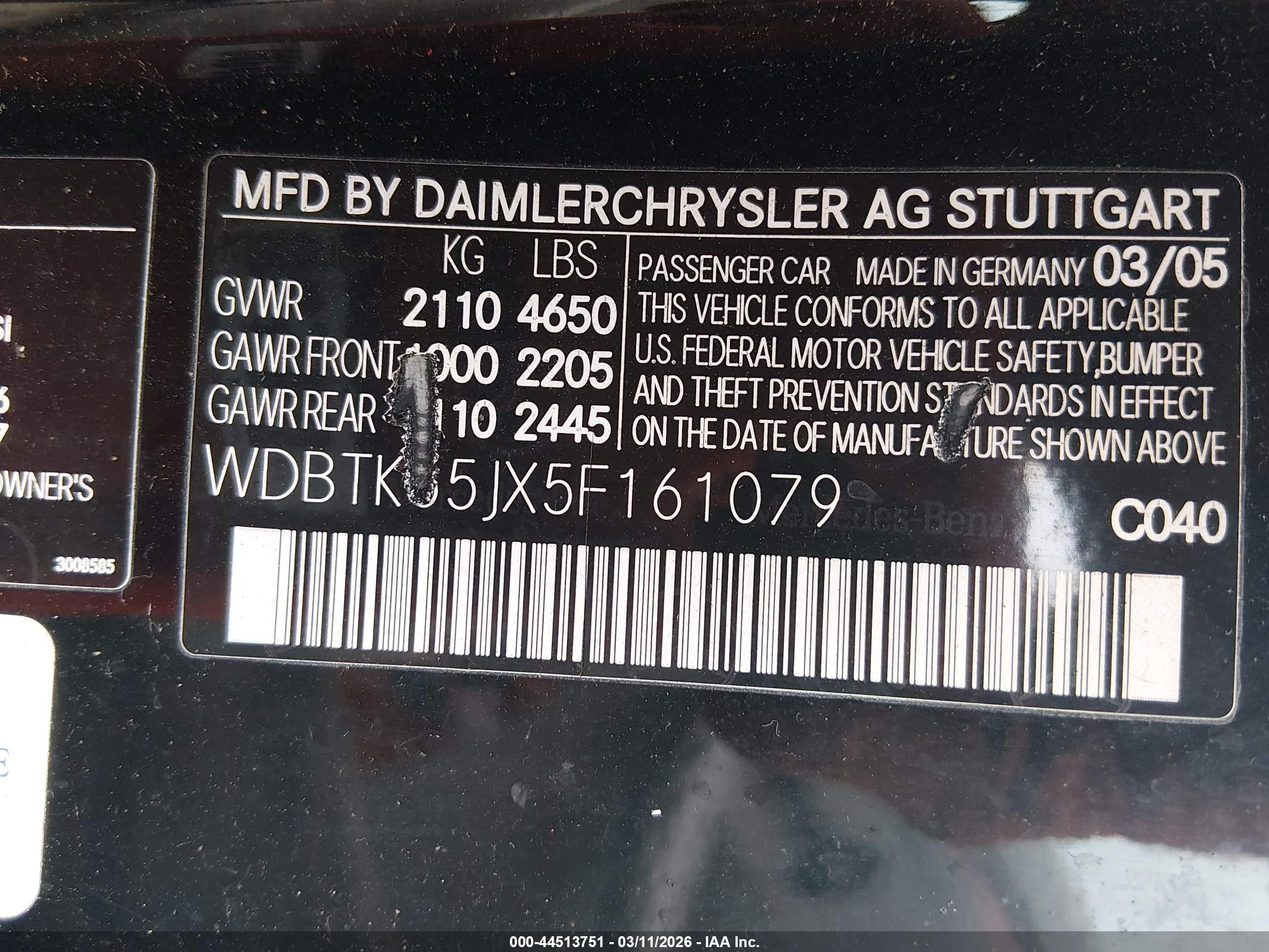2005 Mercedes-benz Clk 320   Black vin: WDBTK65JX5F161079