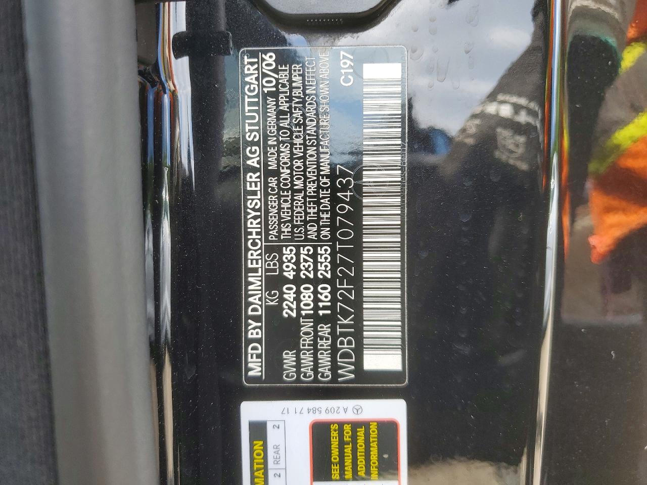 2007 Mercedes-benz Clk 550 Black vin: WDBTK72F27T079437