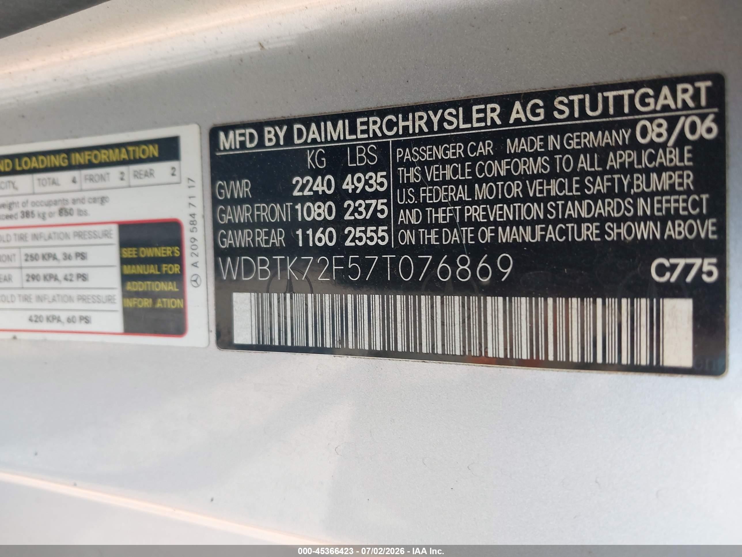 2007 Mercedes-benz Clk 550 Silver vin: WDBTK72F57T076869