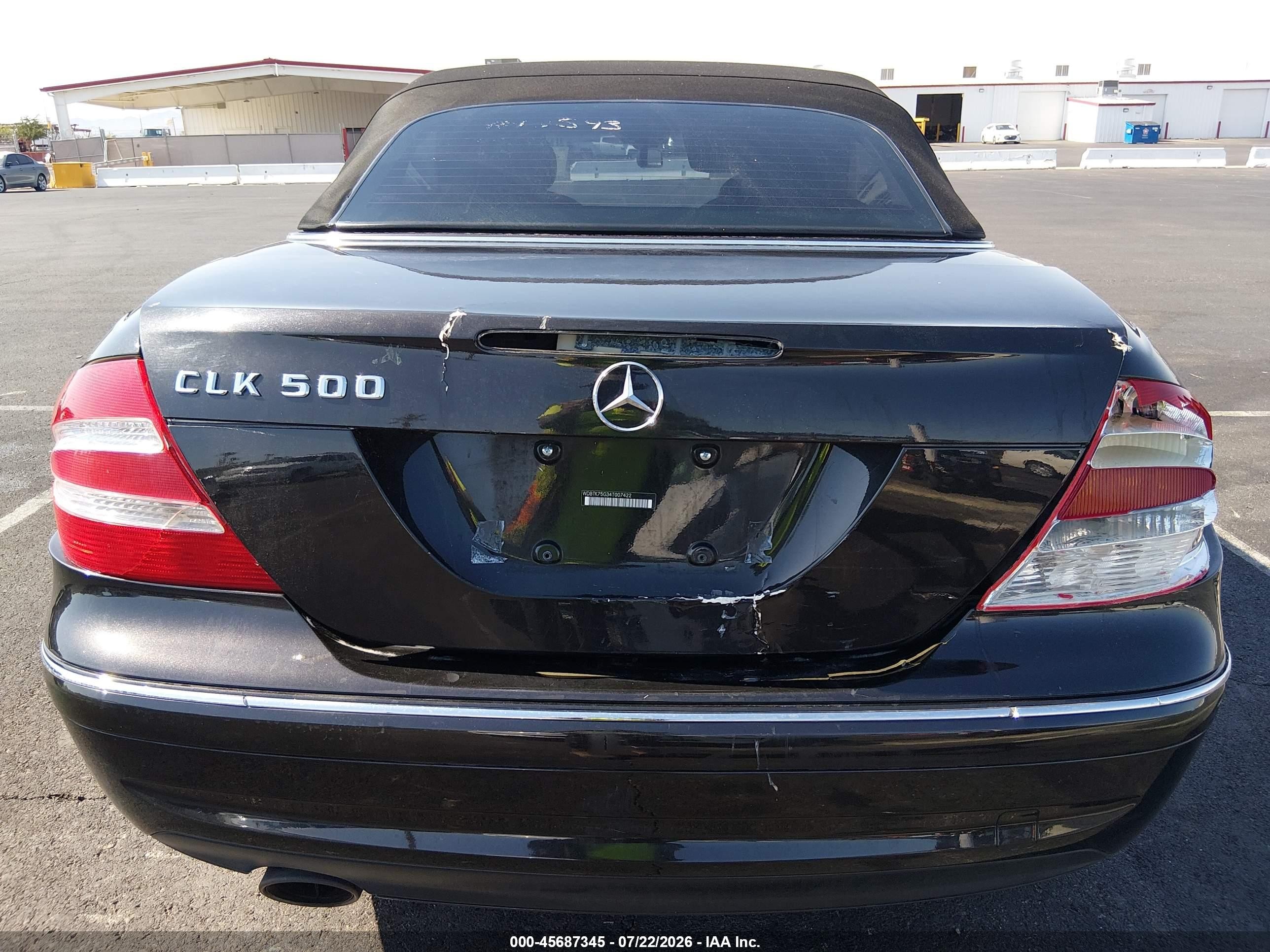 2004 Mercedes-benz Clk 500 Black vin: WDBTK75G34T007422