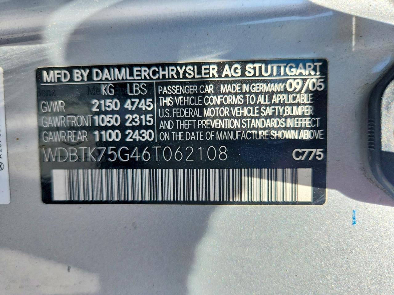 2006 Mercedes-benz Clk 500 Silver vin: WDBTK75G46T062108