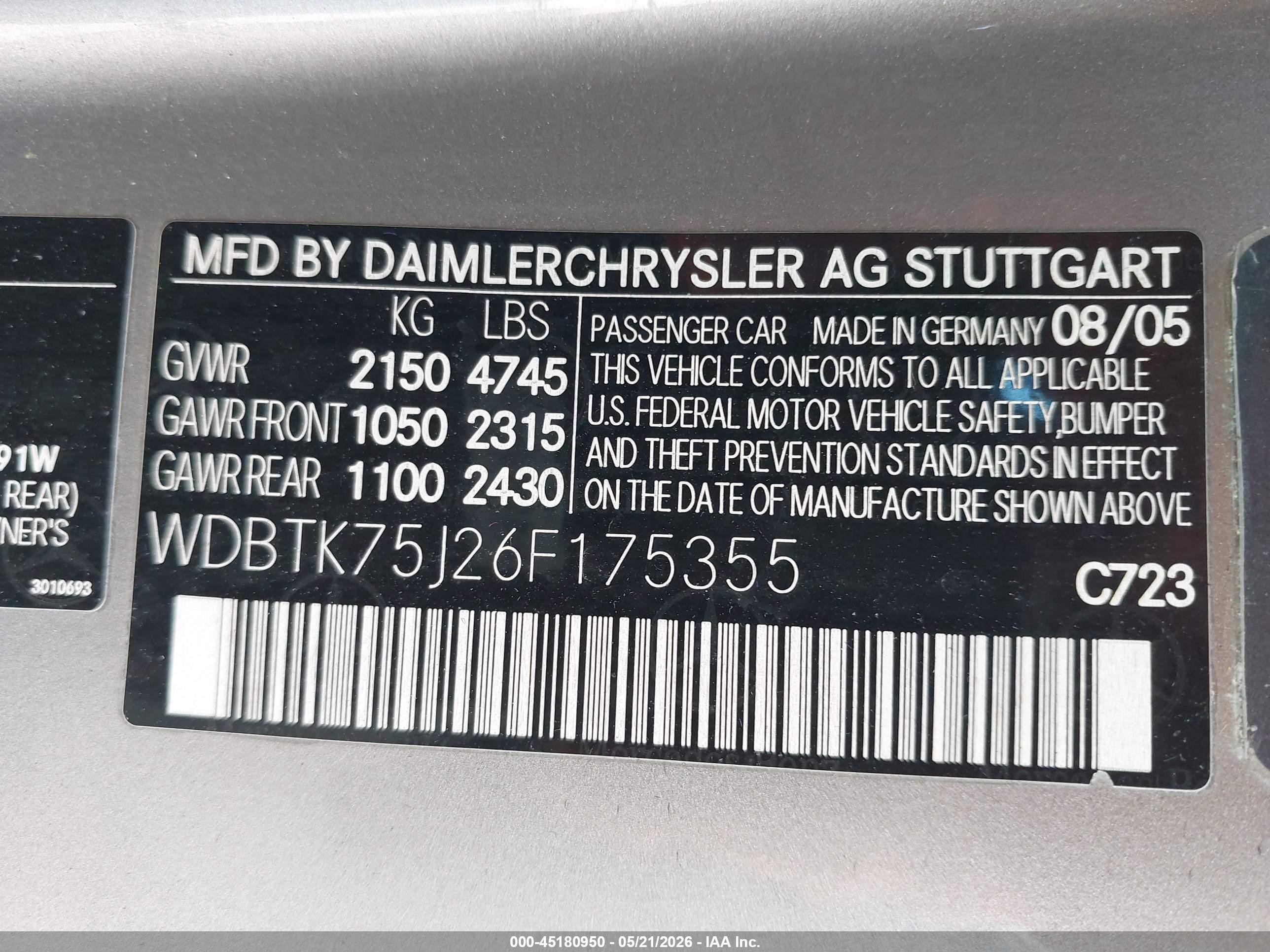 2006 Mercedes-benz Clk 500   Золотой vin: WDBTK75J26F175355