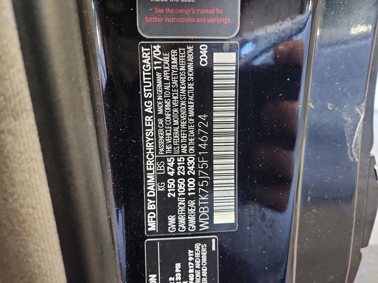 2005 Mercedes-benz Clk 500 Black vin: WDBTK75J75F146724