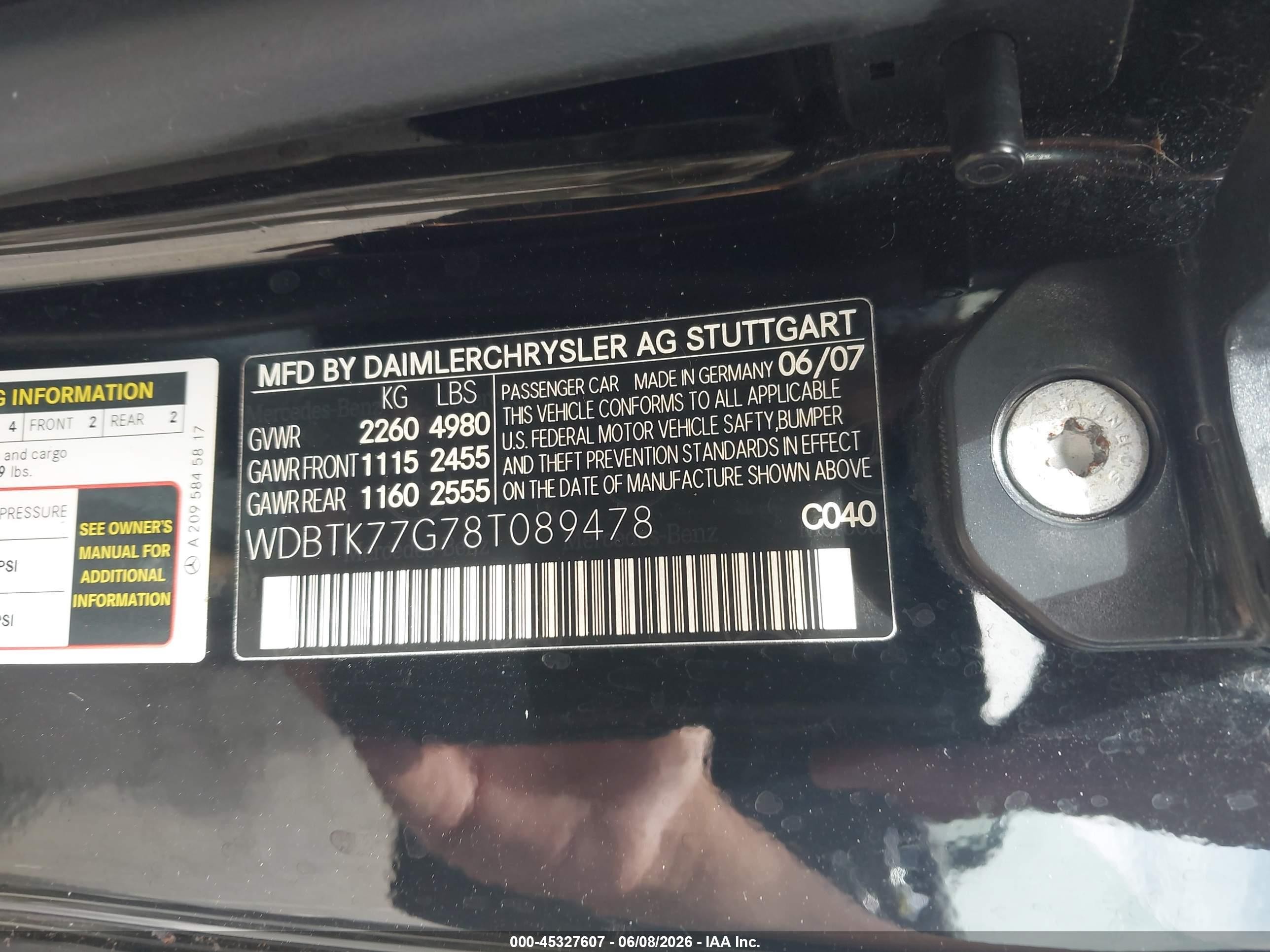 2008 Mercedes-benz Clk 63 Amg   Черный vin: WDBTK77G78T089478