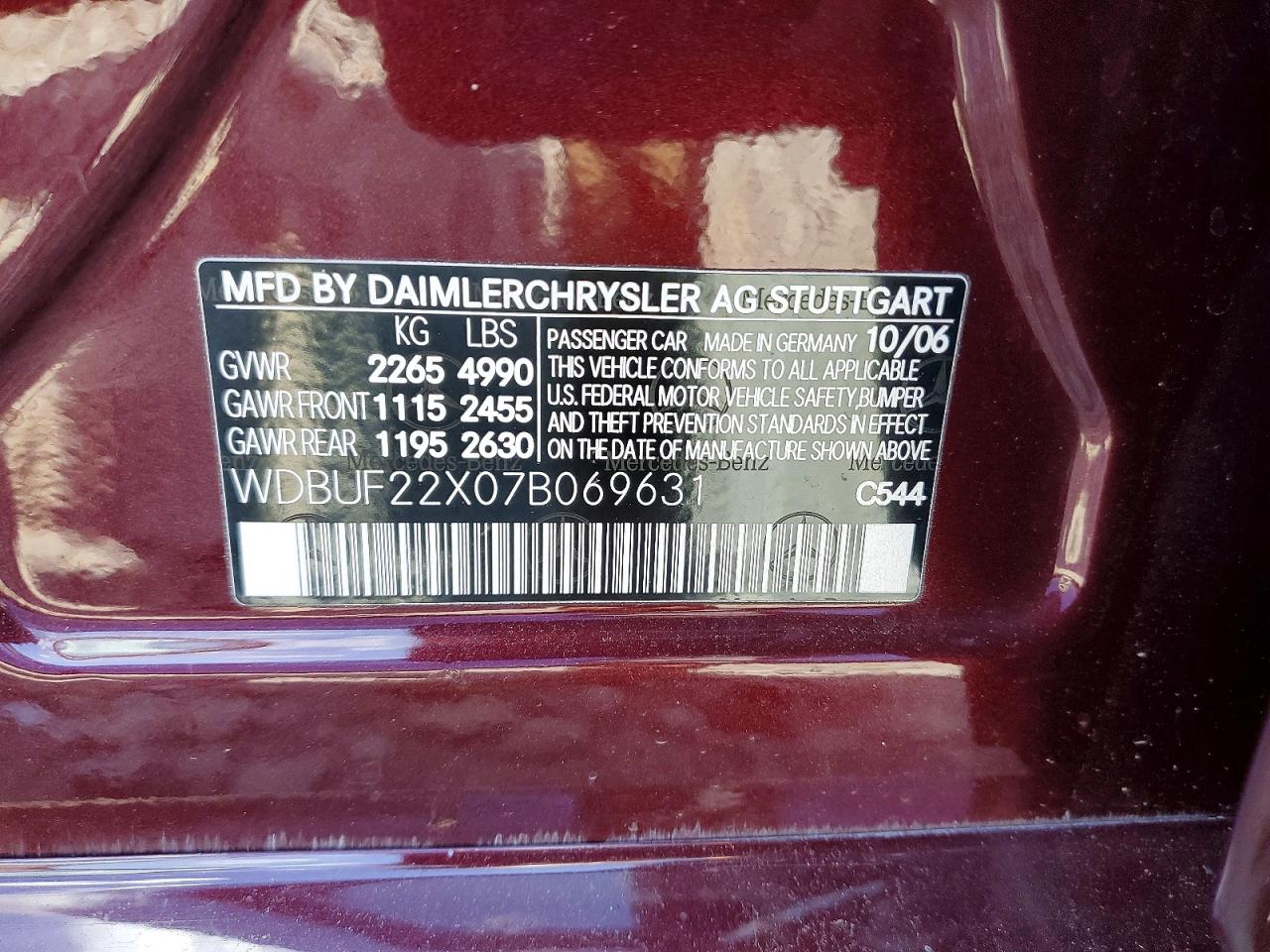 2007 Mercedes-benz E 320 Cdi Maroon vin: WDBUF22X07B069631