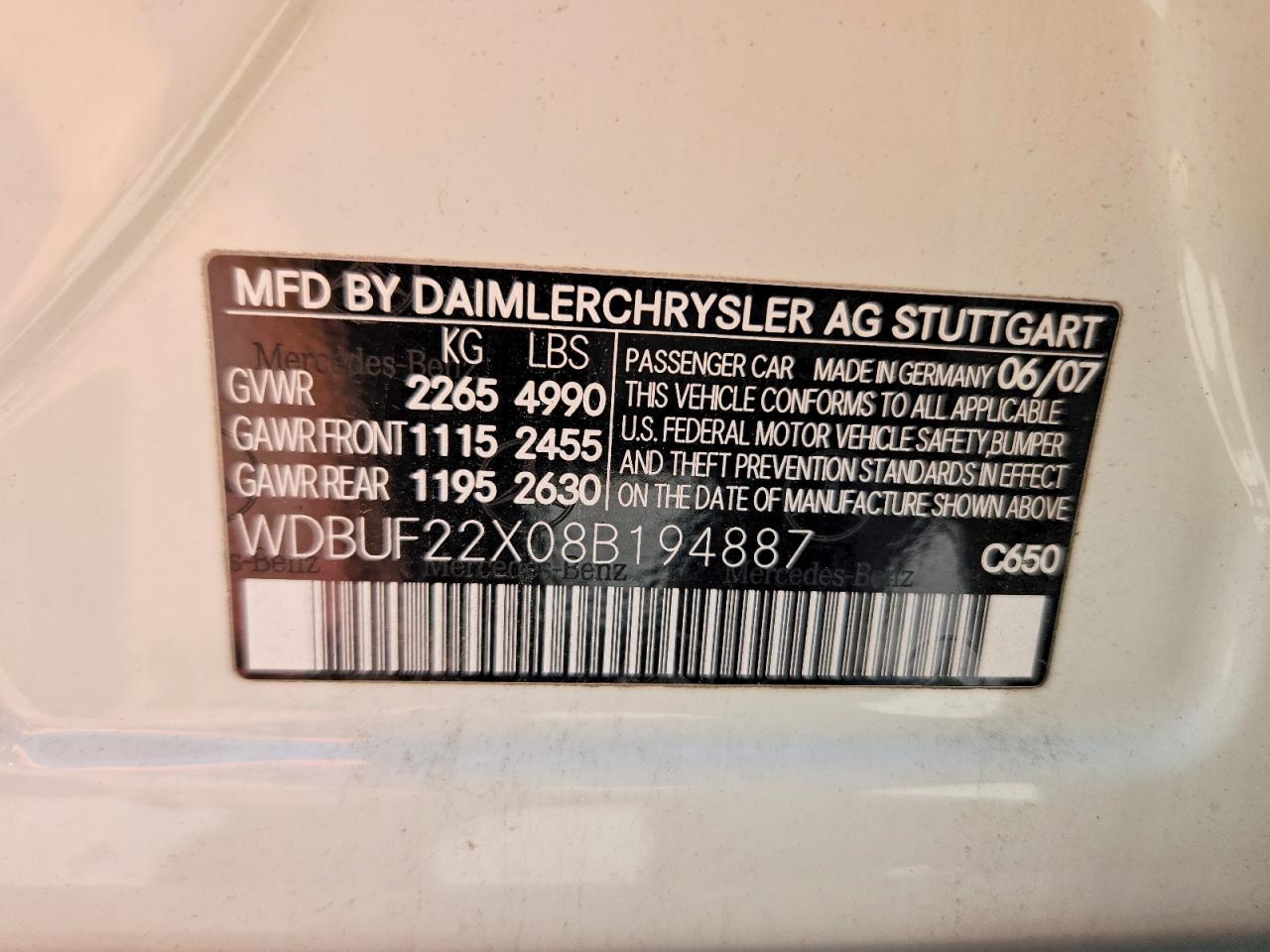 2008 Mercedes-benz E 320 Cdi White vin: WDBUF22X08B194887