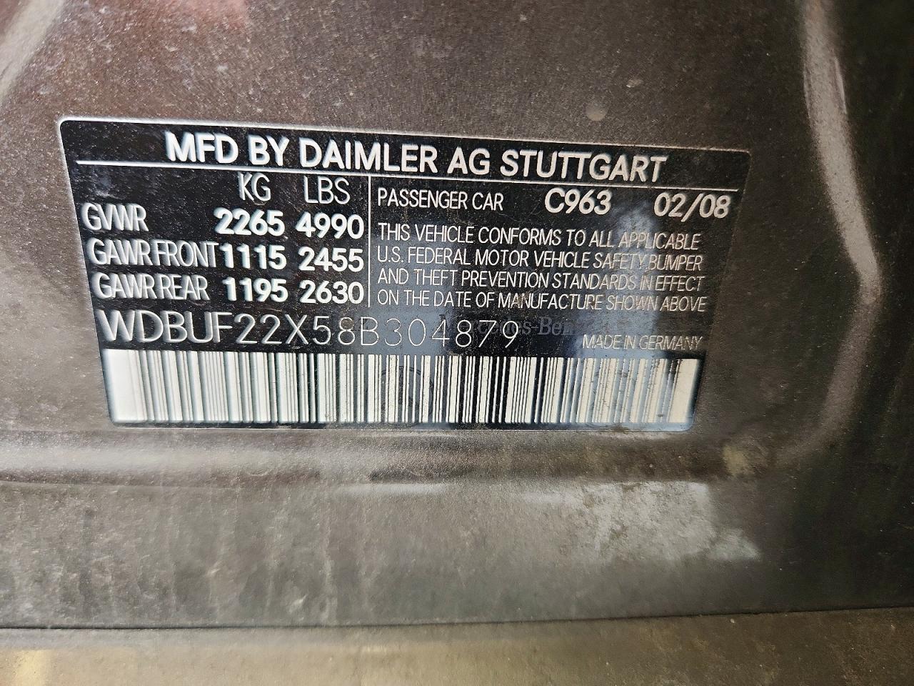 2008 Mercedes-benz E 320 Cdi Gray vin: WDBUF22X58B304879