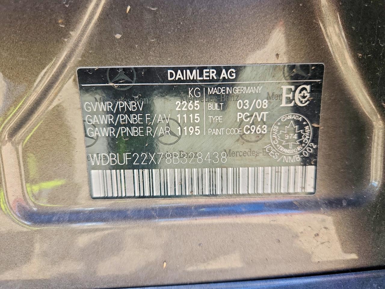 2008 Mercedes-benz E 320 Cdi Gray vin: WDBUF22X78B328438