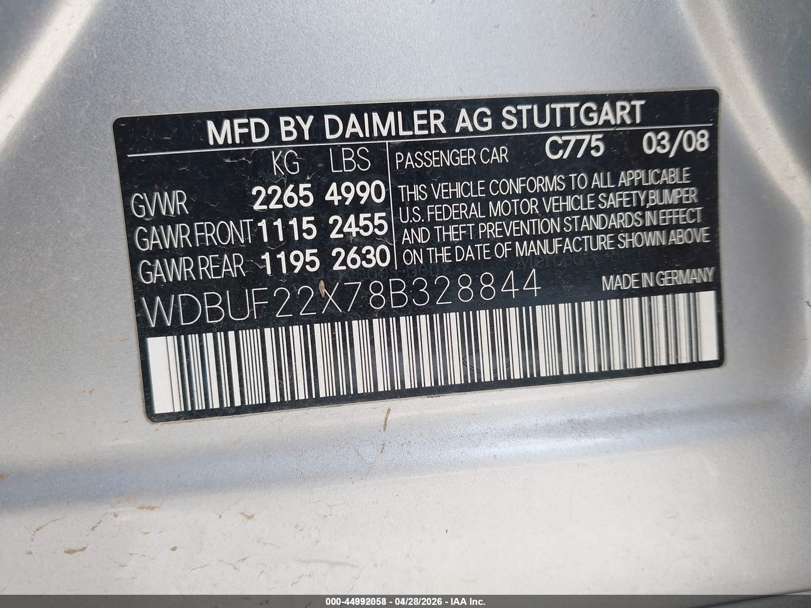 2008 Mercedes-benz E 320 Bluetec   Silver vin: WDBUF22X78B328844