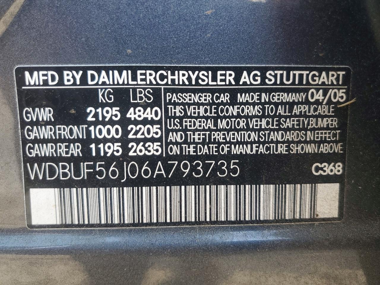 2006 Mercedes-benz E 350 Gray vin: WDBUF56J06A793735