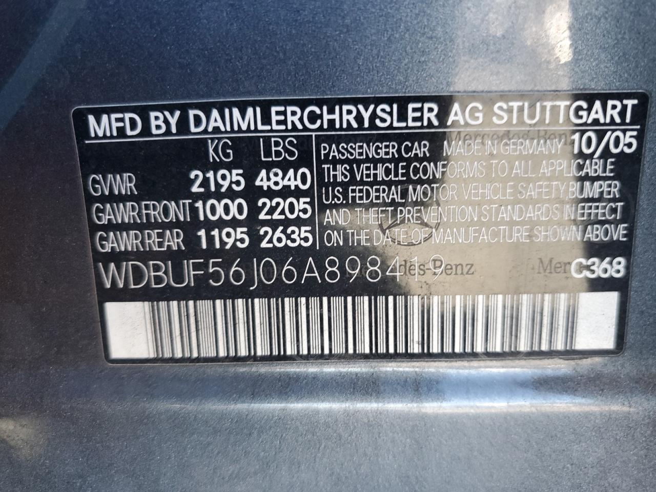 2006 Mercedes-benz E 350 Серый vin: WDBUF56J06A898419