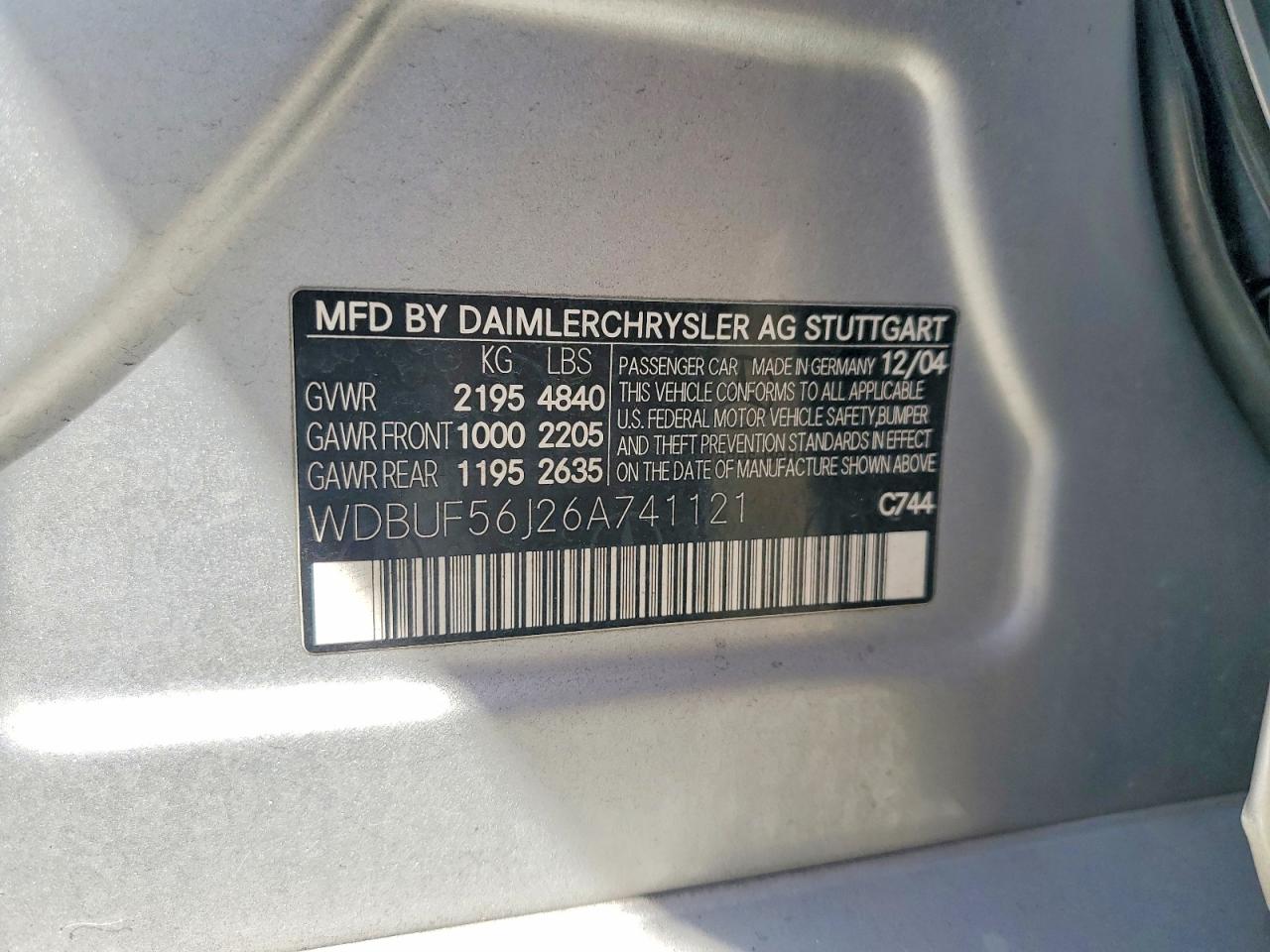 2006 Mercedes-benz E 350 Silver vin: WDBUF56J26A741121