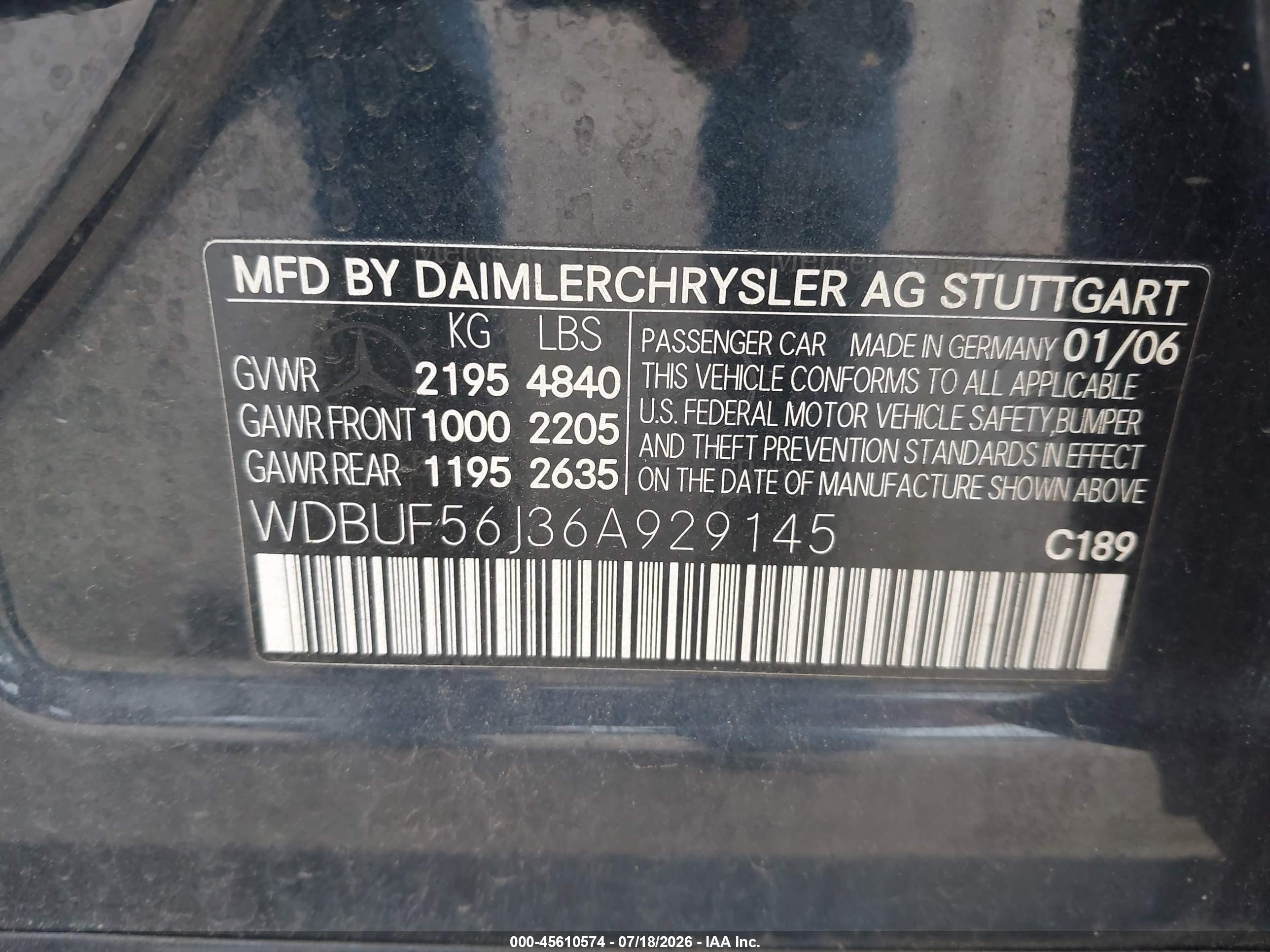 2006 Mercedes-benz E 350 Blue vin: WDBUF56J36A929145