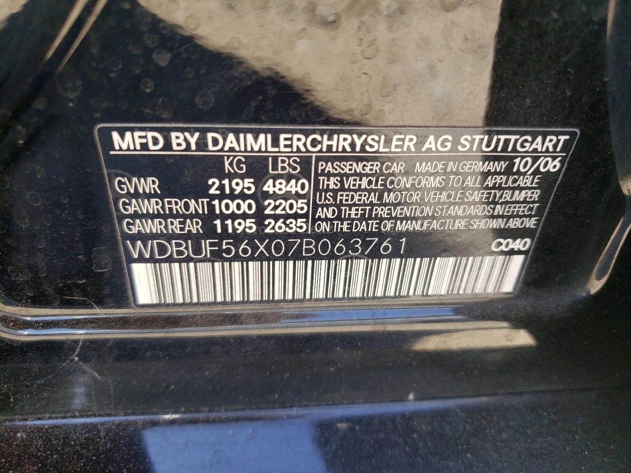 2007 Mercedes-benz E 350 Черный vin: WDBUF56X07B063761