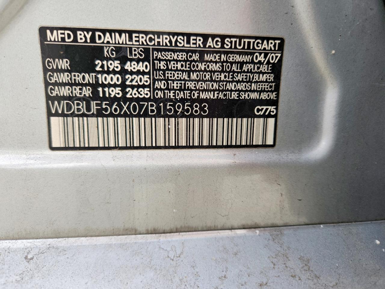2007 Mercedes-benz E 350 Silver vin: WDBUF56X07B159583