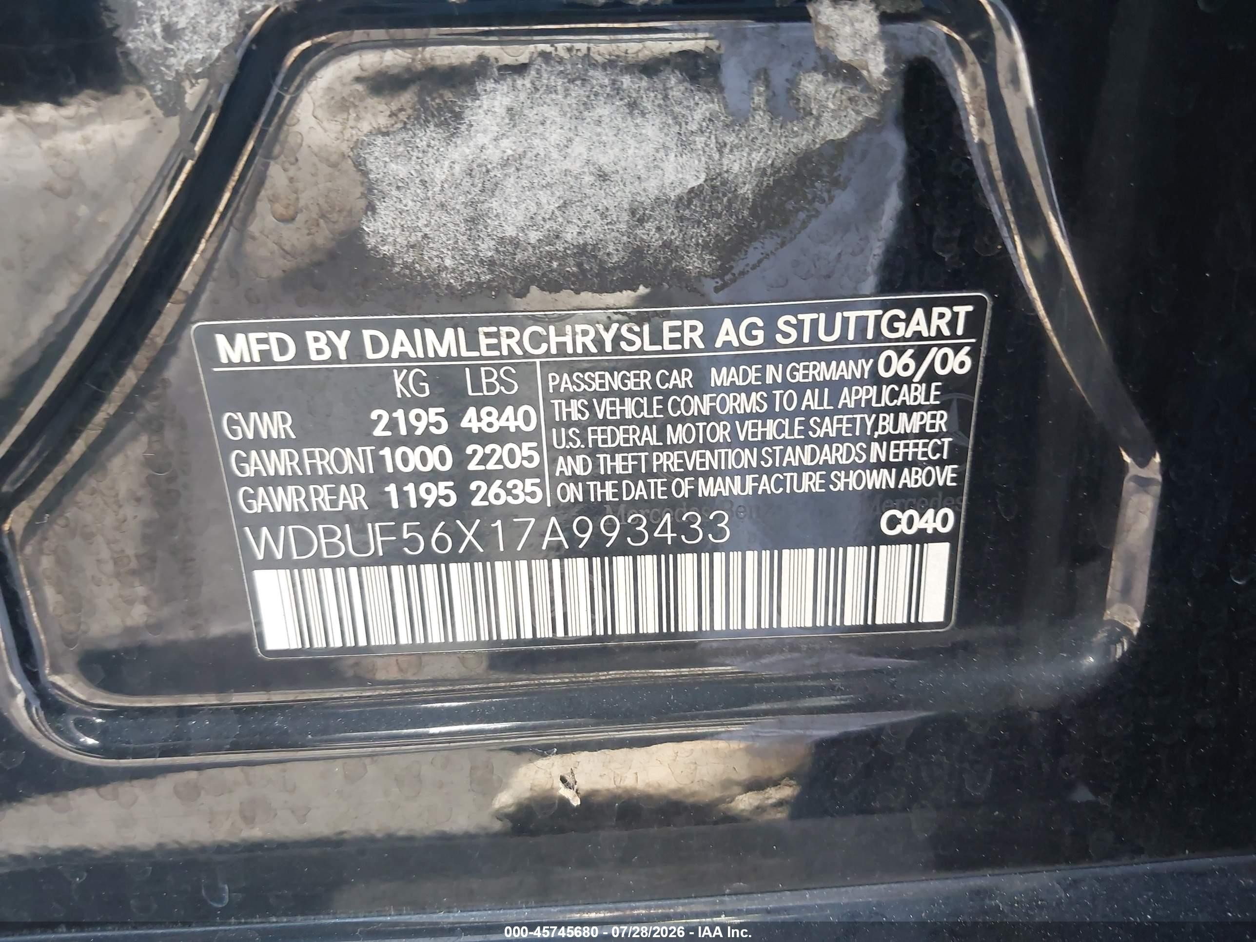 2007 Mercedes-benz E 350   Black vin: WDBUF56X17A993433