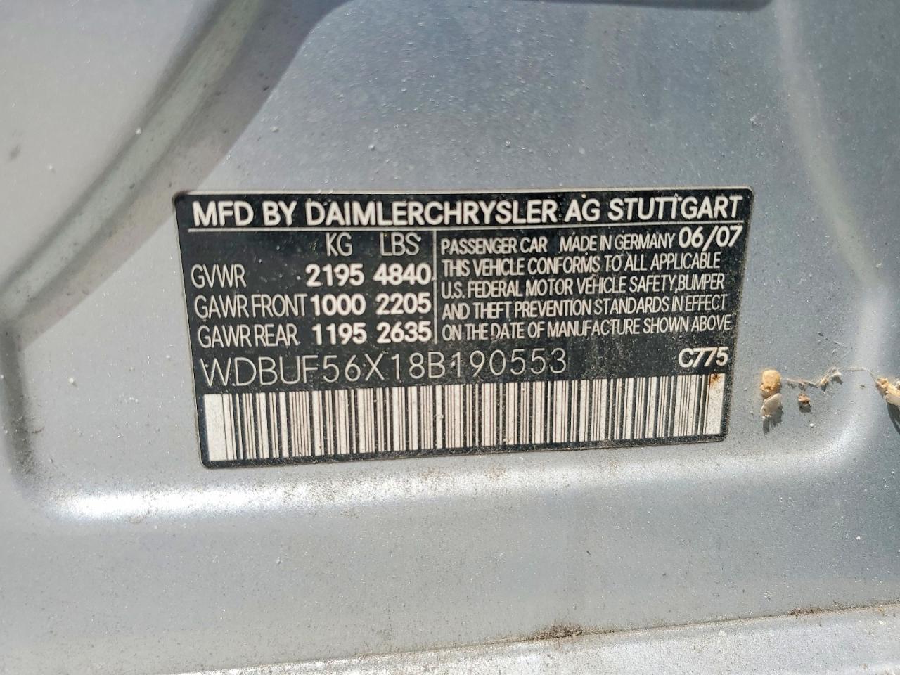 2008 Mercedes-benz E 350 Серебряный vin: WDBUF56X18B190553