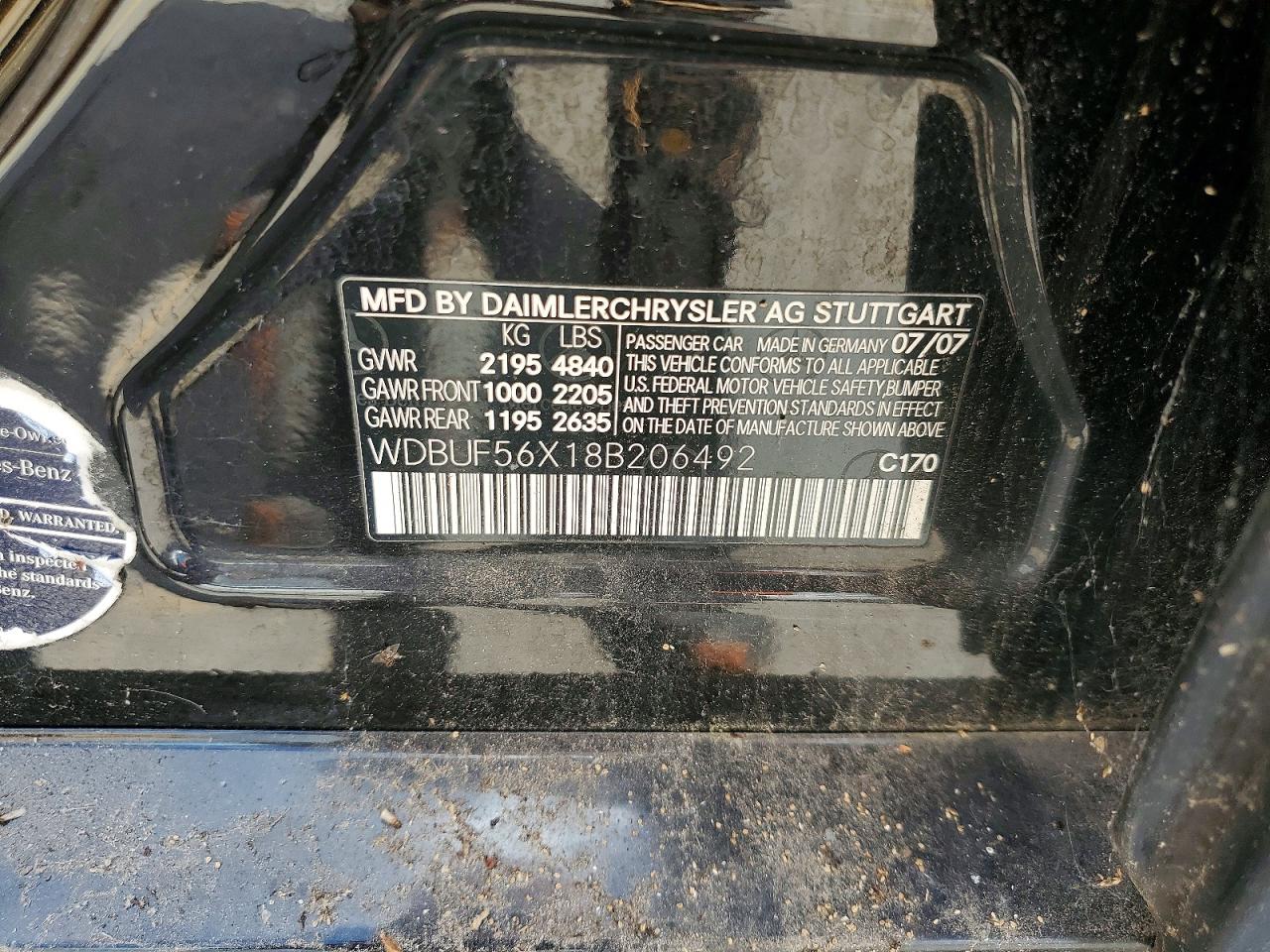 2008 Mercedes-benz E 350 Черный vin: WDBUF56X18B206492
