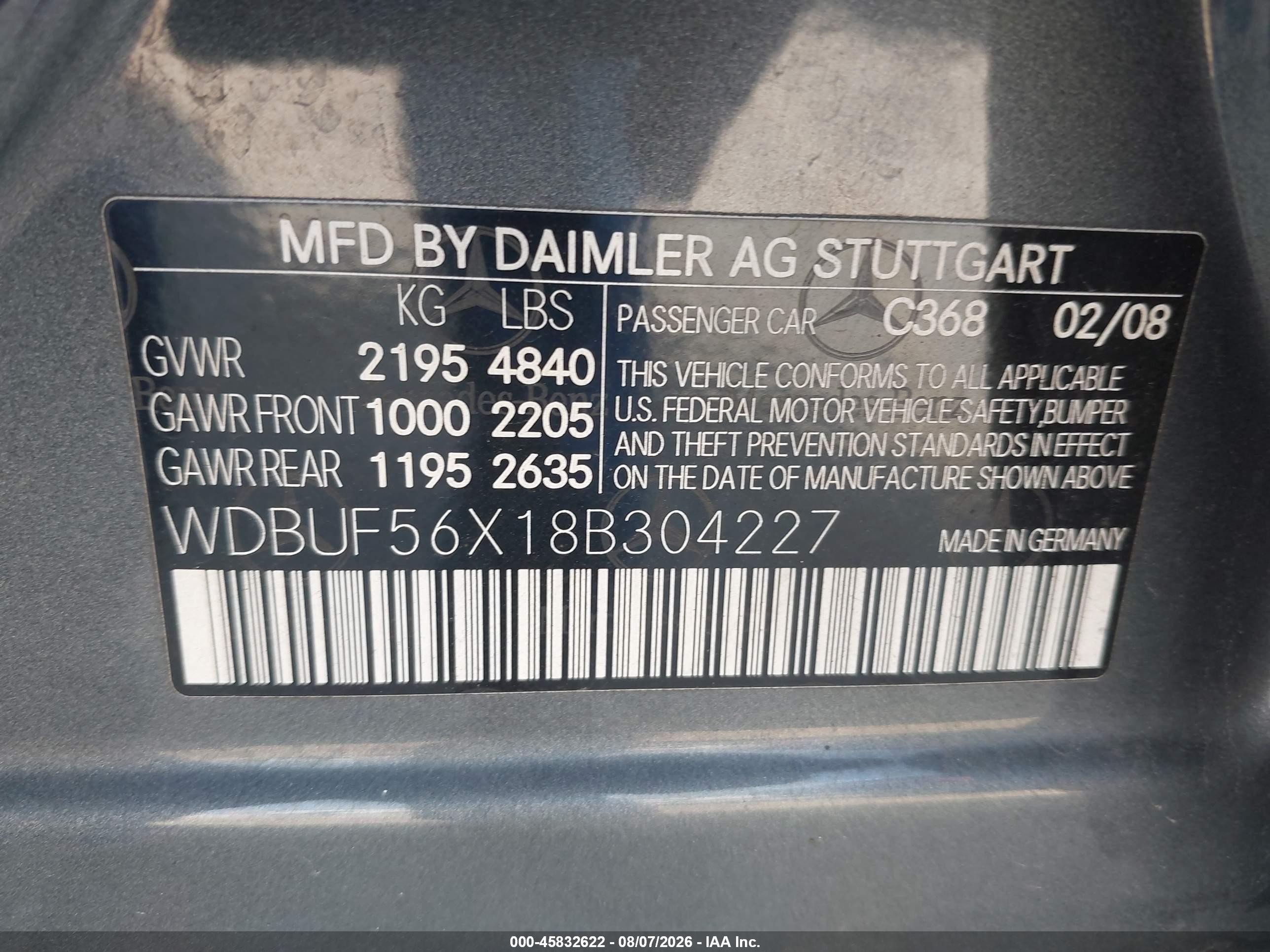 2008 Mercedes-benz E 350   Gray vin: WDBUF56X18B304227