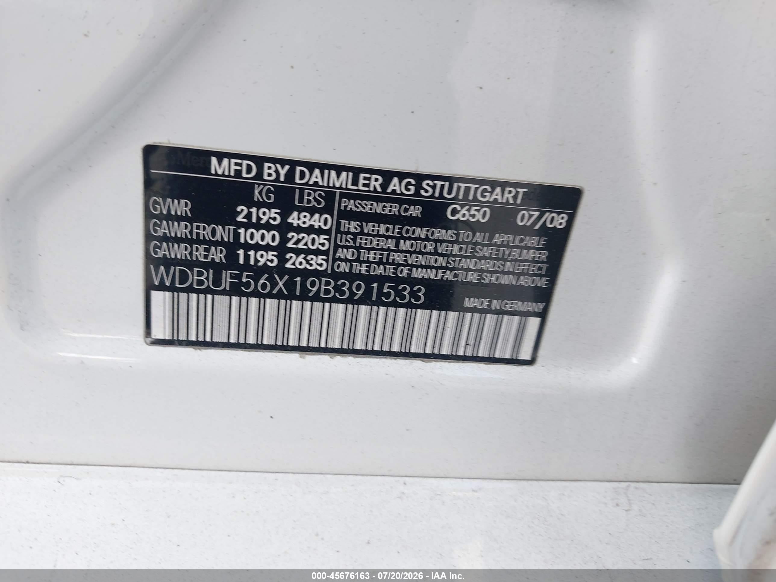 2009 Mercedes-benz E 350   White vin: WDBUF56X19B391533