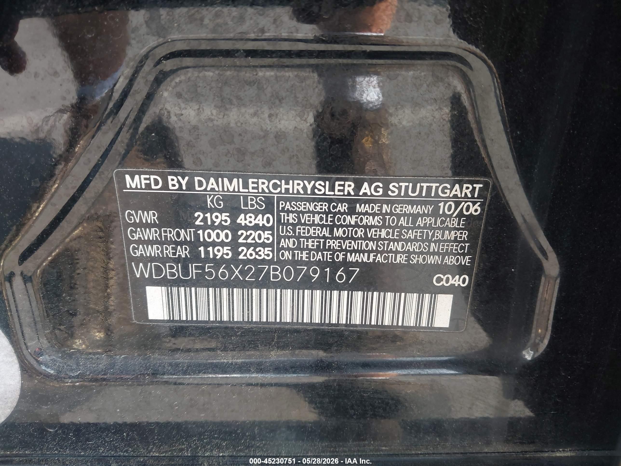 2007 Mercedes-benz E 350   Black vin: WDBUF56X27B079167