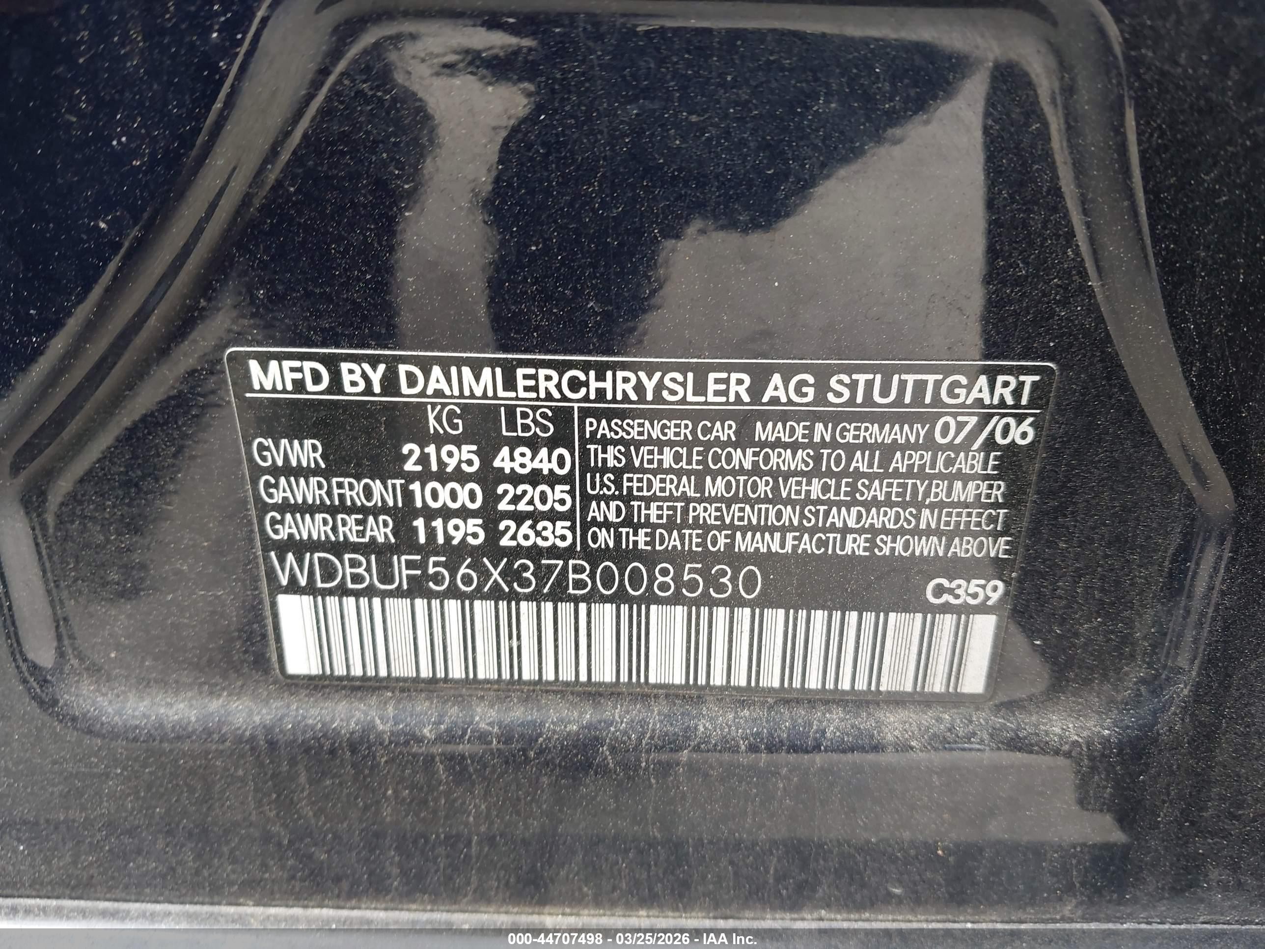 2007 Mercedes-benz E 350   Синий vin: WDBUF56X37B008530